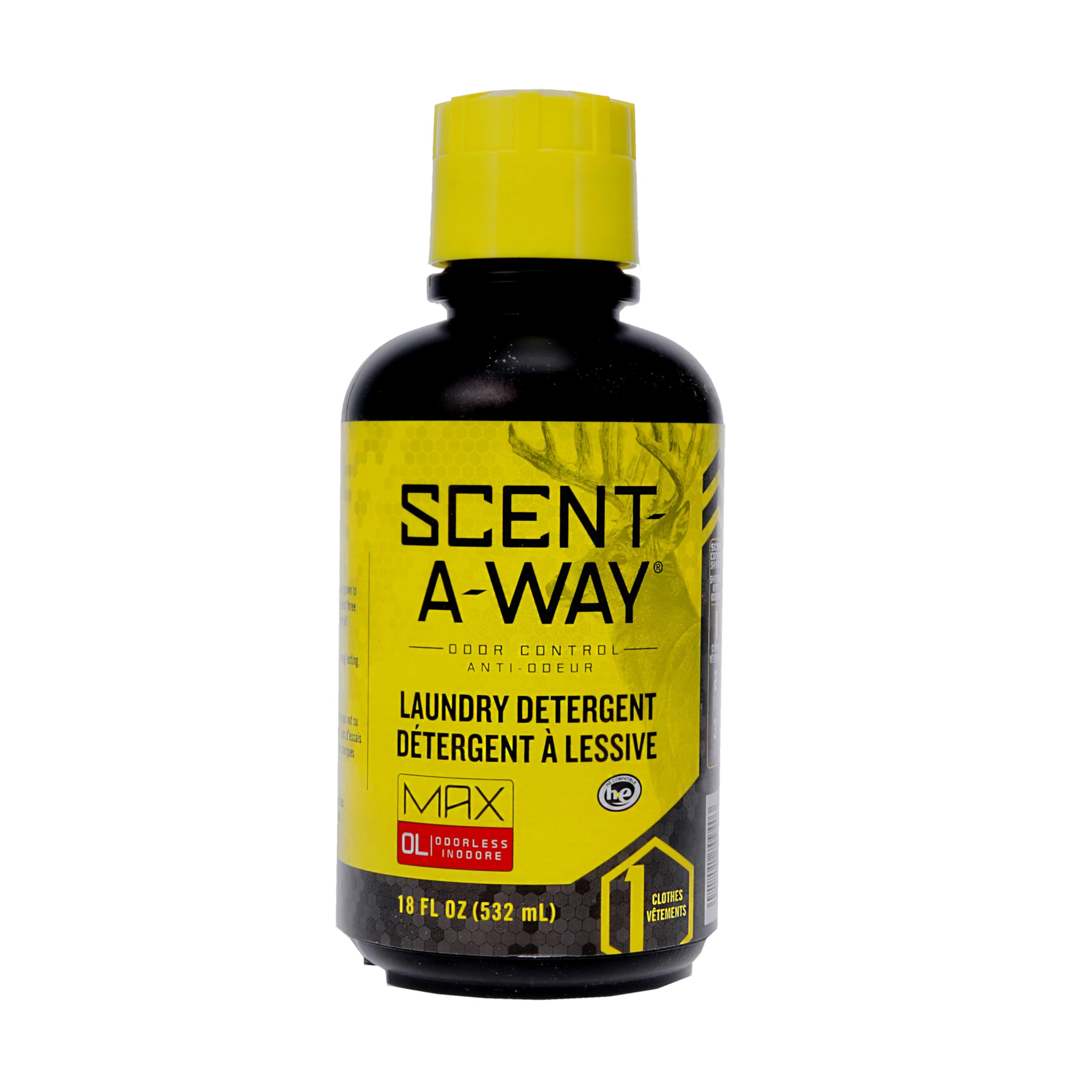 Scent-A-Way MAX Hunters Specialties Odorless Laundry Detergent | Unscented Formula for Hunting Gear - 18 OZ Bottle
