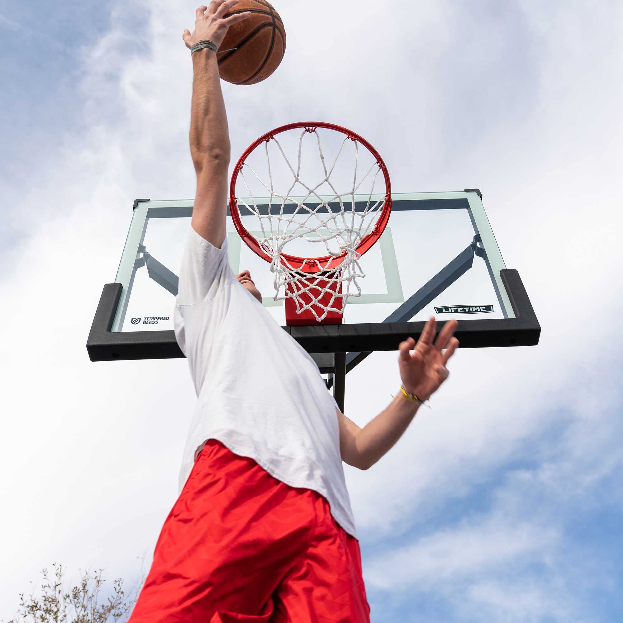 Mammoth 54" Lifetime Deluxe In-Ground Basketball Hoop, Mammoth Lift Adjustable Height, Tempered Glass Backboard Bolt Down System