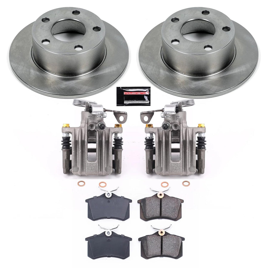 Power Stop KCOE515 Replacement Autospeciality Rear Caliper Kit- OE Rotors, Ceramic Brake Pads, Calipers For Audi A6 1998-2004, Volkswagen Passat 1998-2005 [Model Specific]