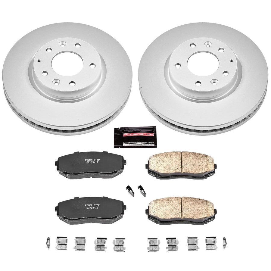 Coated Brake Rotor & Ceramic Brake Pads Power Stop CRK4676- front For Mazda CX-7 2007-2012 [Model Specific]