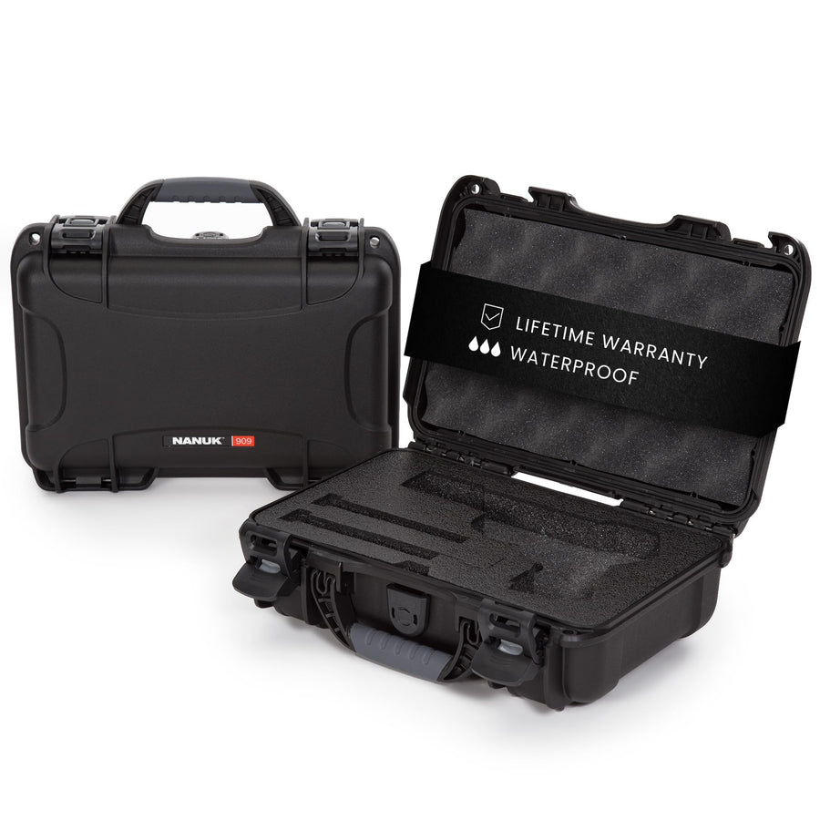 Classic Nanuk 909 Pistol Case, Holds Pistol and Two Single Stack or One Double Stack Magazines, Black