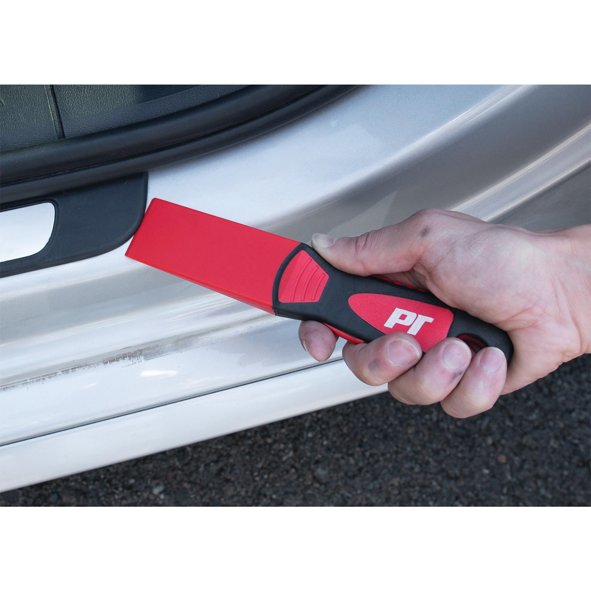 4-Piece Performance Tool W83301 Universal Trim Removal Tool Set, 4 Wedges, PVC and Nylon, for Safely Removing Door Panels, Dashboards, Bezels, and More, Red and Black