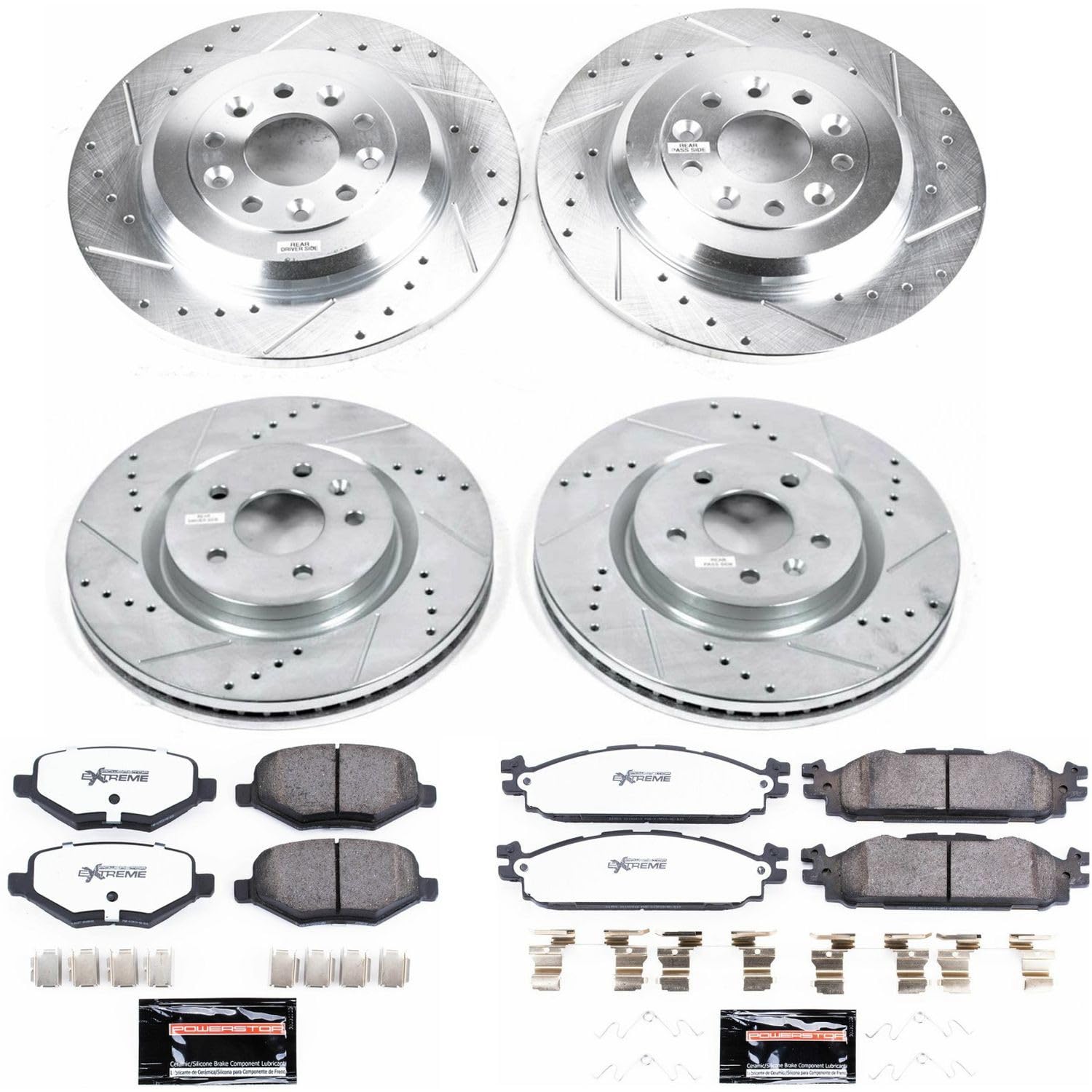 Power Stop Brake Kit Front and Rear For 2011 2012 2013 2014 2015 2016 2017 2018 2019 Ford Explorer - Truck & Tow Carbon Fiber Ceramic Pads & Drilled and Slotted Rotors Replacement, K5584-36