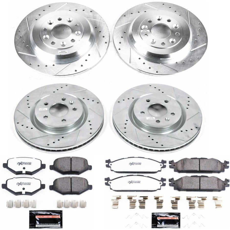 Power Stop Brake Kit Front and Rear For 2011 2012 2013 2014 2015 2016 2017 2018 2019 Ford Explorer - Truck & Tow Carbon Fiber Ceramic Pads & Drilled and Slotted Rotors Replacement, K5584-36