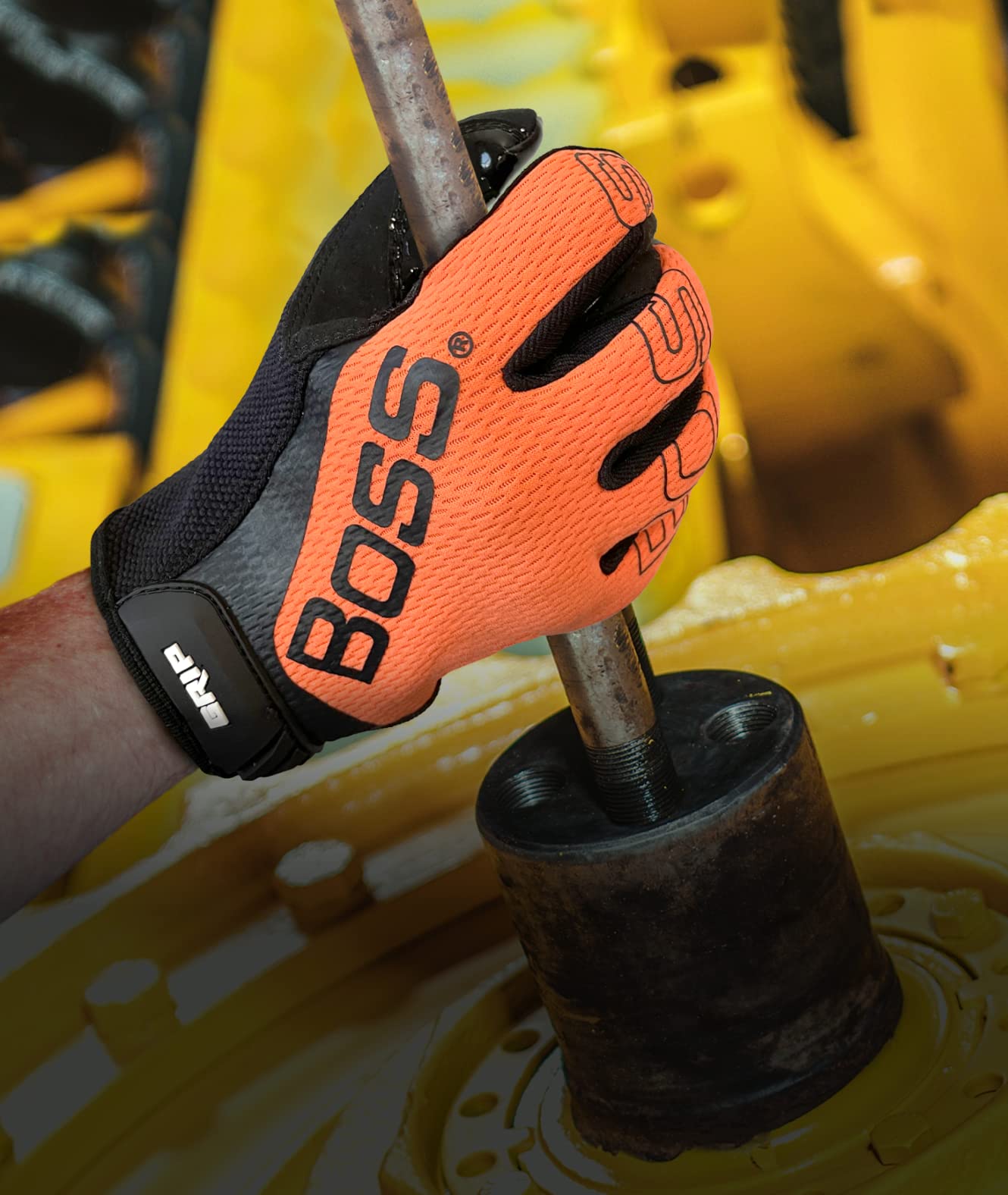 Boss Men's Synthetic High Visibility Microfiber with Silicone Grip Safety Work Gloves, Mesh Back, Enhanced Grip, Touchscreen, High Dexterity, Orange/Black, 2X-Large, (120-MG1240T/XXL)