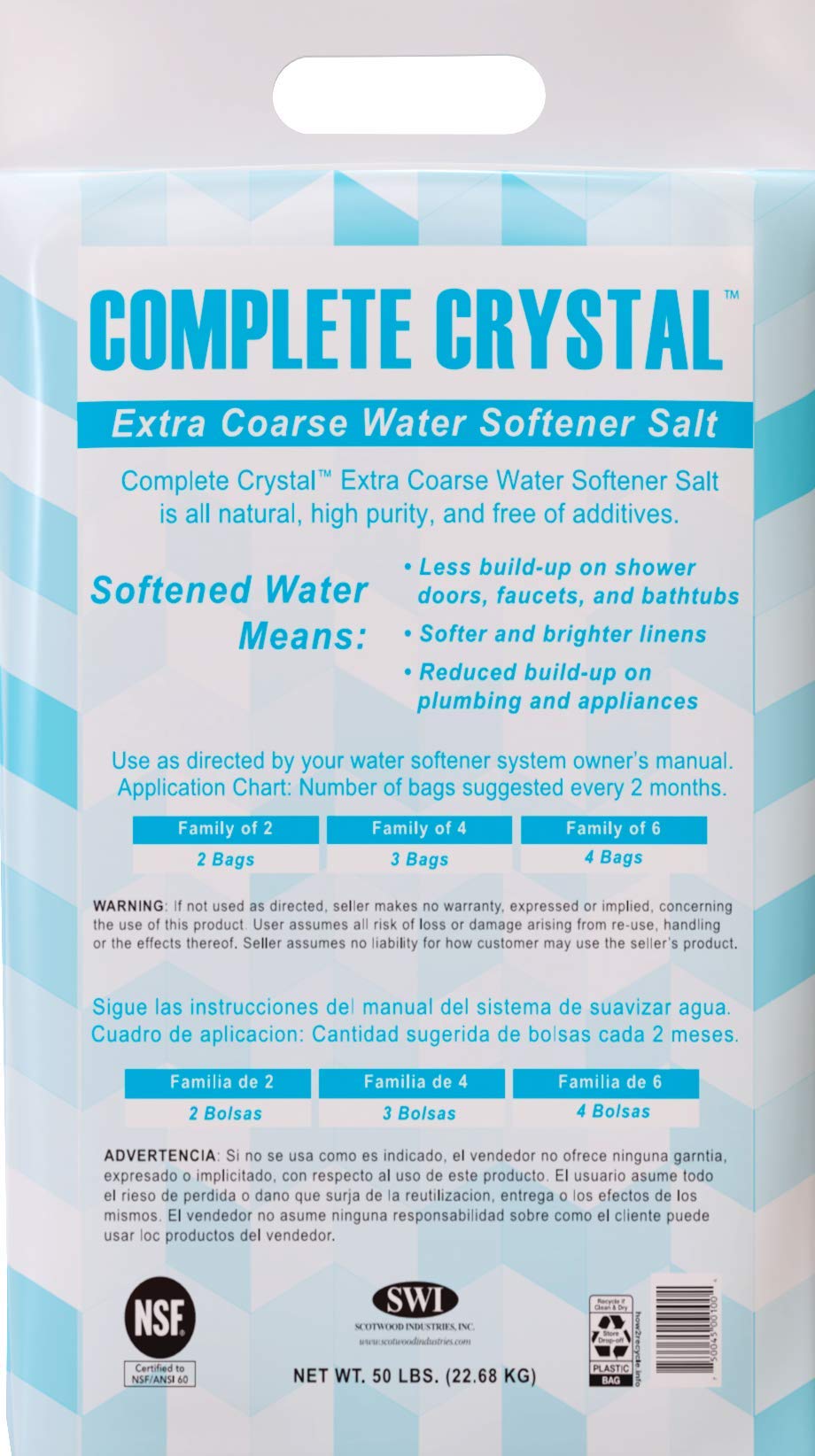 Clorox Simply Salt™ Natural Crystals for Soft Water Softener, Pure, and Refreshing 50 lb Bag