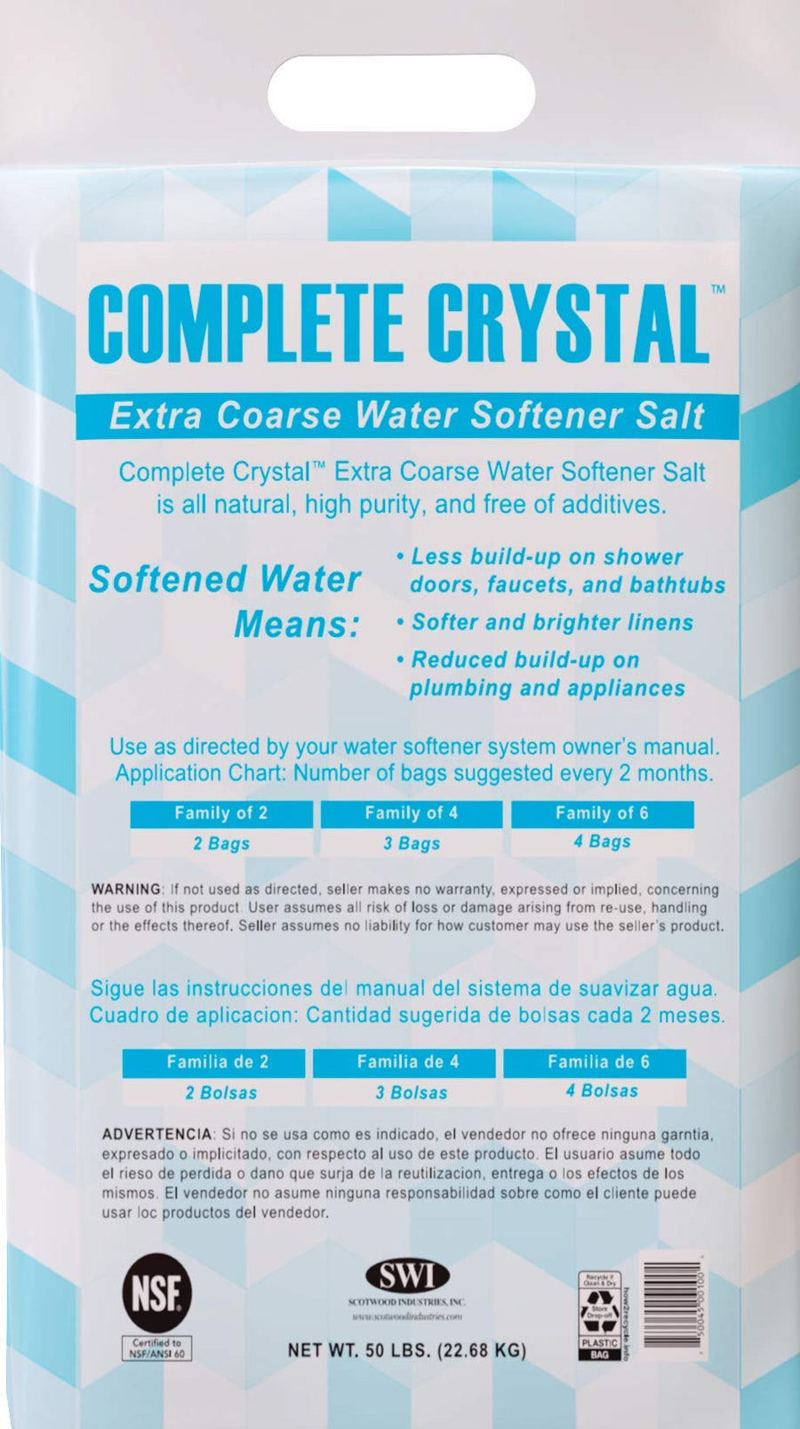 Clorox Simply Salt™ Natural Crystals for Soft Water Softener, Pure, and Refreshing 50 lb Bag