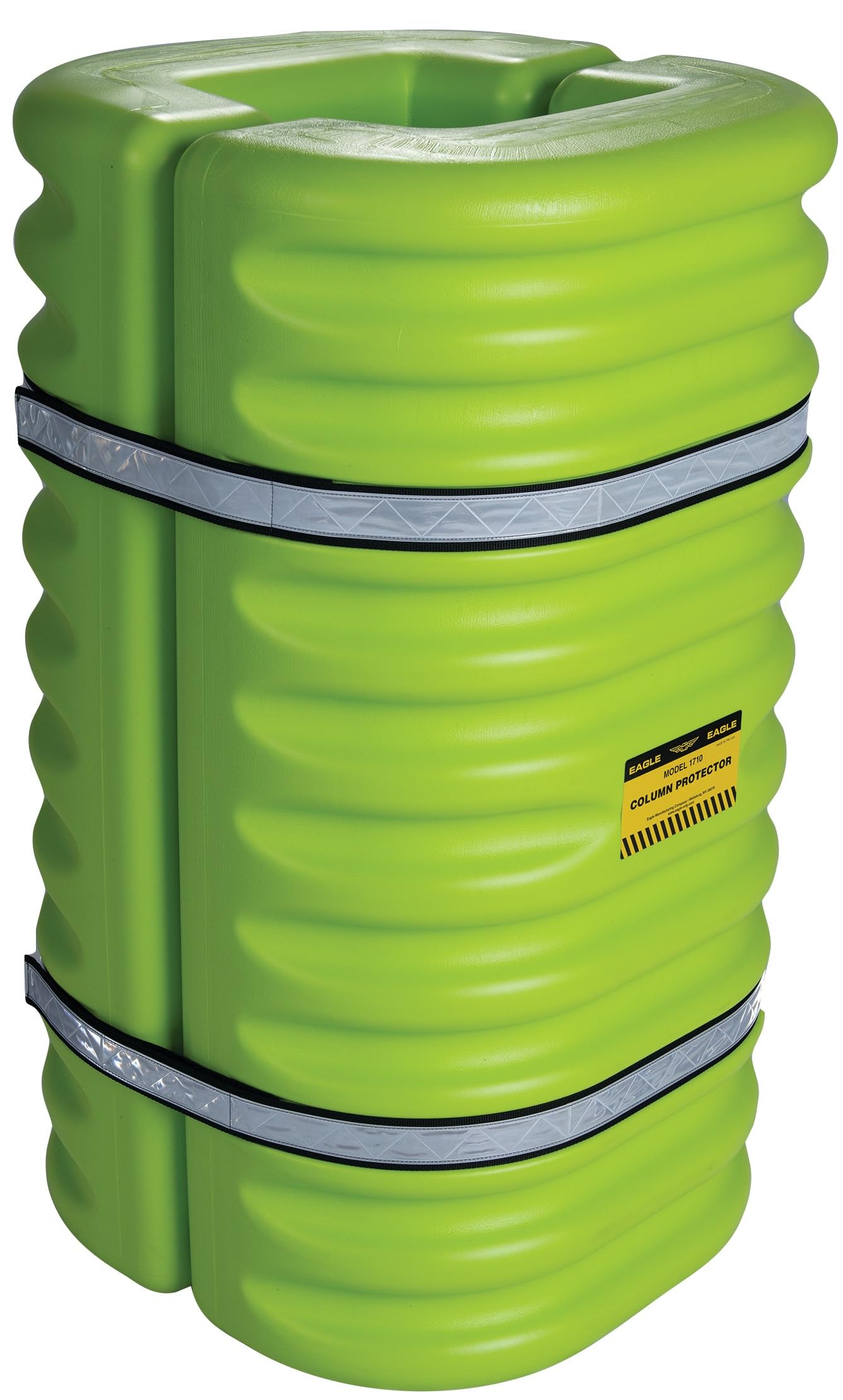 Plastic Eagle Column Protector for 6" Square Column with Interlocking Halves and Easy-Install Straps, 24" x 24" x 42", High-Density Polyethylene (HDPE), Made in The USA, Green, 1706LM