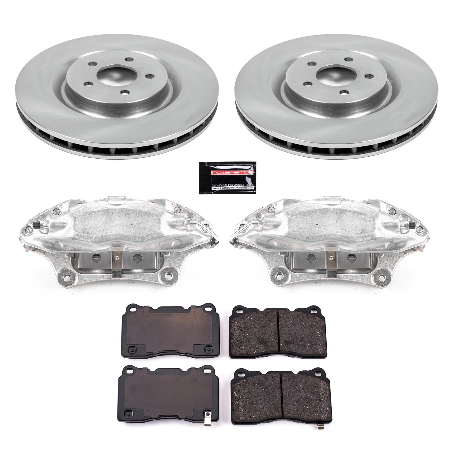 Power Stop KCOE4547 Replacement Autospeciality Front Caliper Kit- OE Rotors, Ceramic Brake Pads, Calipers For Ford Mustang 2007-2014 [Model Specific]