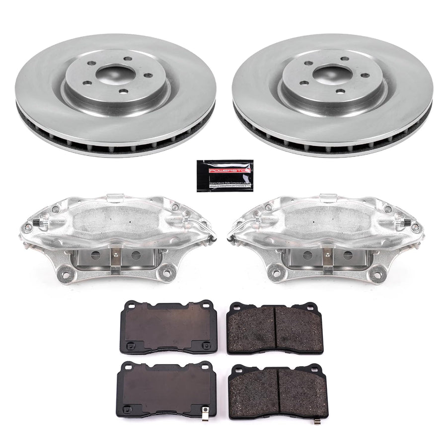 Power Stop KCOE4547 Replacement Autospeciality Front Caliper Kit- OE Rotors, Ceramic Brake Pads, Calipers For Ford Mustang 2007-2014 [Model Specific]