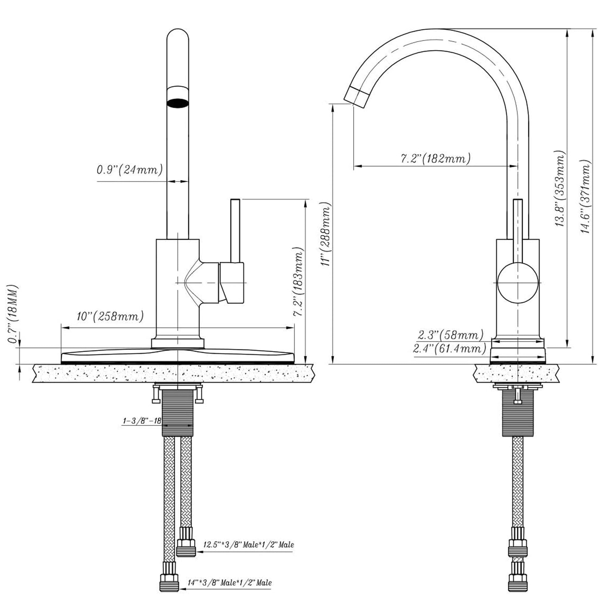 Dura Faucet Gooseneck Streamline RV Kitchen Faucet - Brushed Satin Nickel