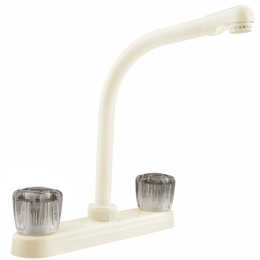Dura Faucet Hi-Rise DF-PK210S-BQ Kitchen Sink Faucet with Smoked Acrylic Knobs (Bisque Parchment)