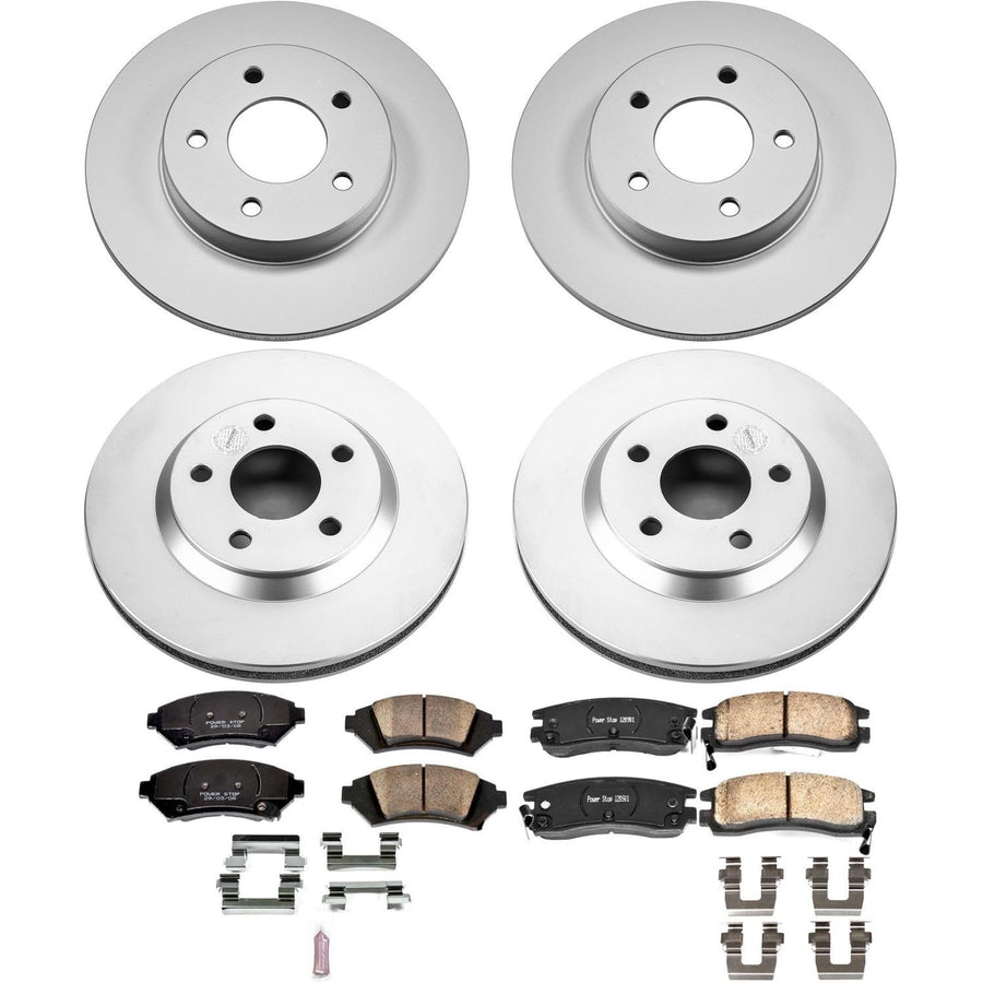 Power Stop CRK4379 Brake Rotor Coated and Ceramic Brake Pads- Front & Rear For Buick LeSabre 2005, Buick Park Avenue 2005, Pontiac Bonneville 2005 [Model Specific]