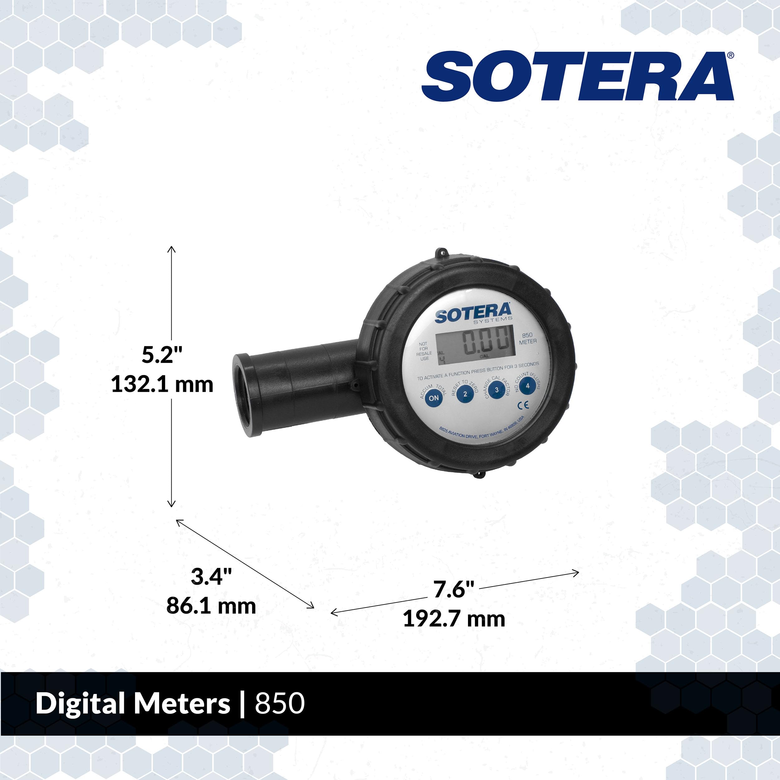 850 Sotera 1" 2-20 GPM Digital Chemical Transfer Meter w/Air Sensor