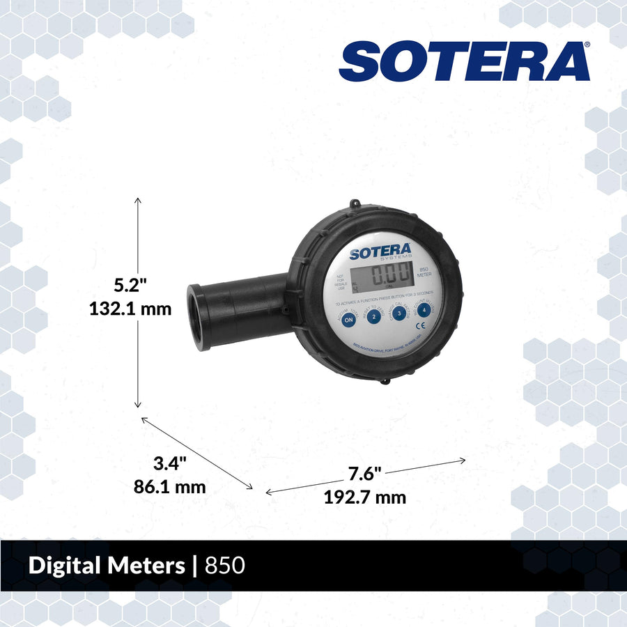 850 Sotera 1" 2-20 GPM Digital Chemical Transfer Meter w/Air Sensor
