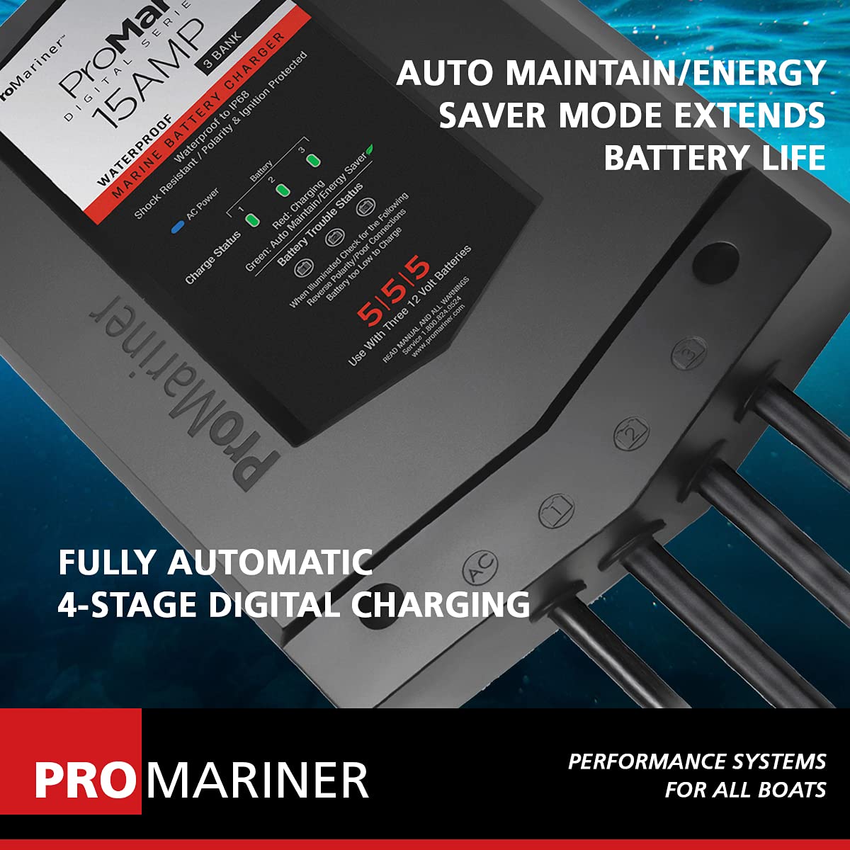 ProMariner 31515 DS ProMar1 Generation 3 Digital Battery Charger - 15 Amp, Black, Standard