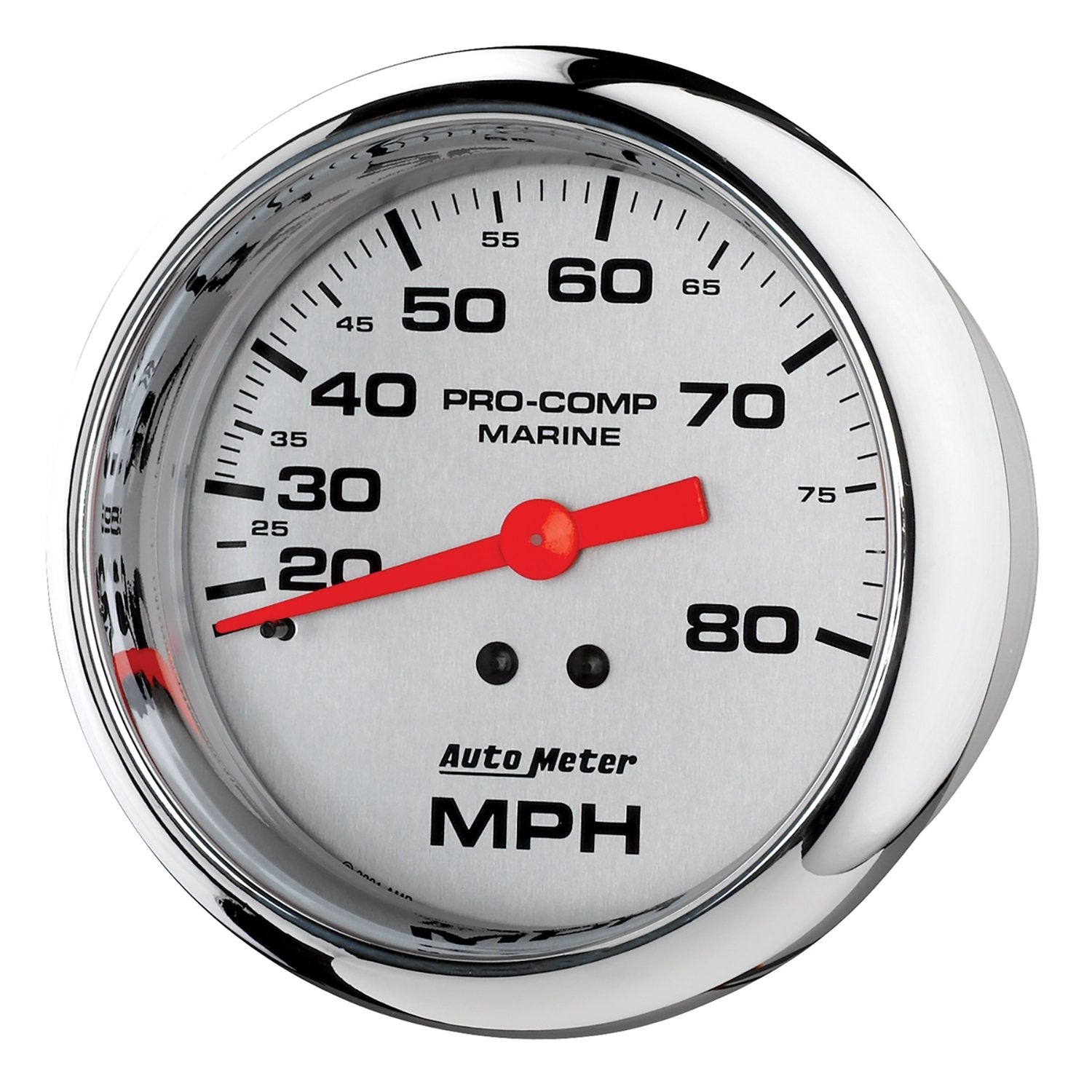 Speedometer AutoMeter Gauge, 3 3/8", 80Mph, Mechanical, Marine Chrome (200753-35)