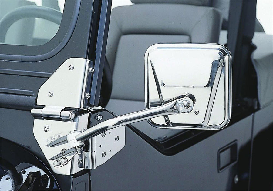 Rampage Products Replacement Steel Mirror Kit Rampage Factory Style | Pair, Stainless Steel | 7417 | Fits 1955 - 1986 Jeep CJ