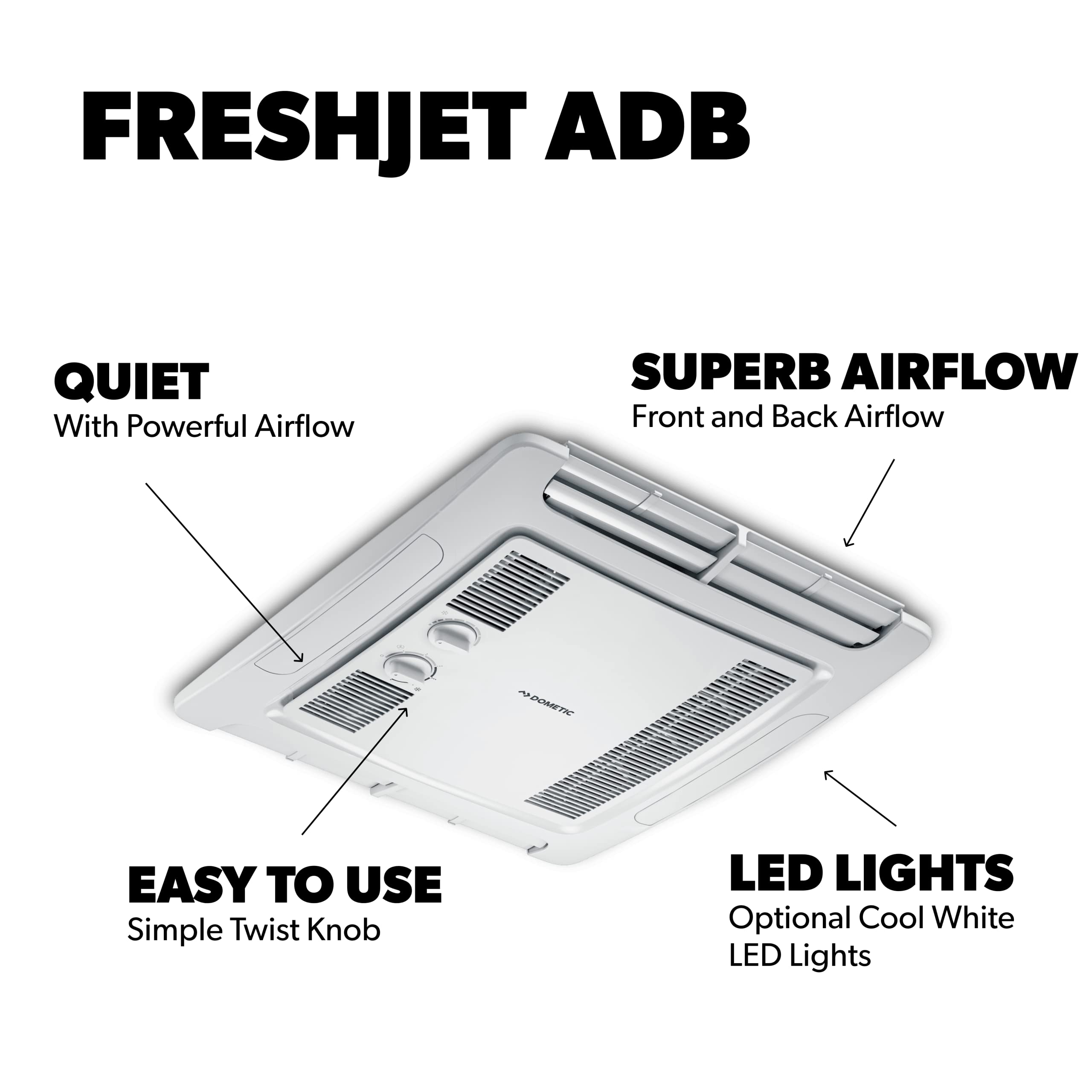 Dometic FreshJet 9600028602 FJX3000 Series Rooftop Mechanical Air Conditioner with Manual Ceiling Controls (Non-Ducted) - White