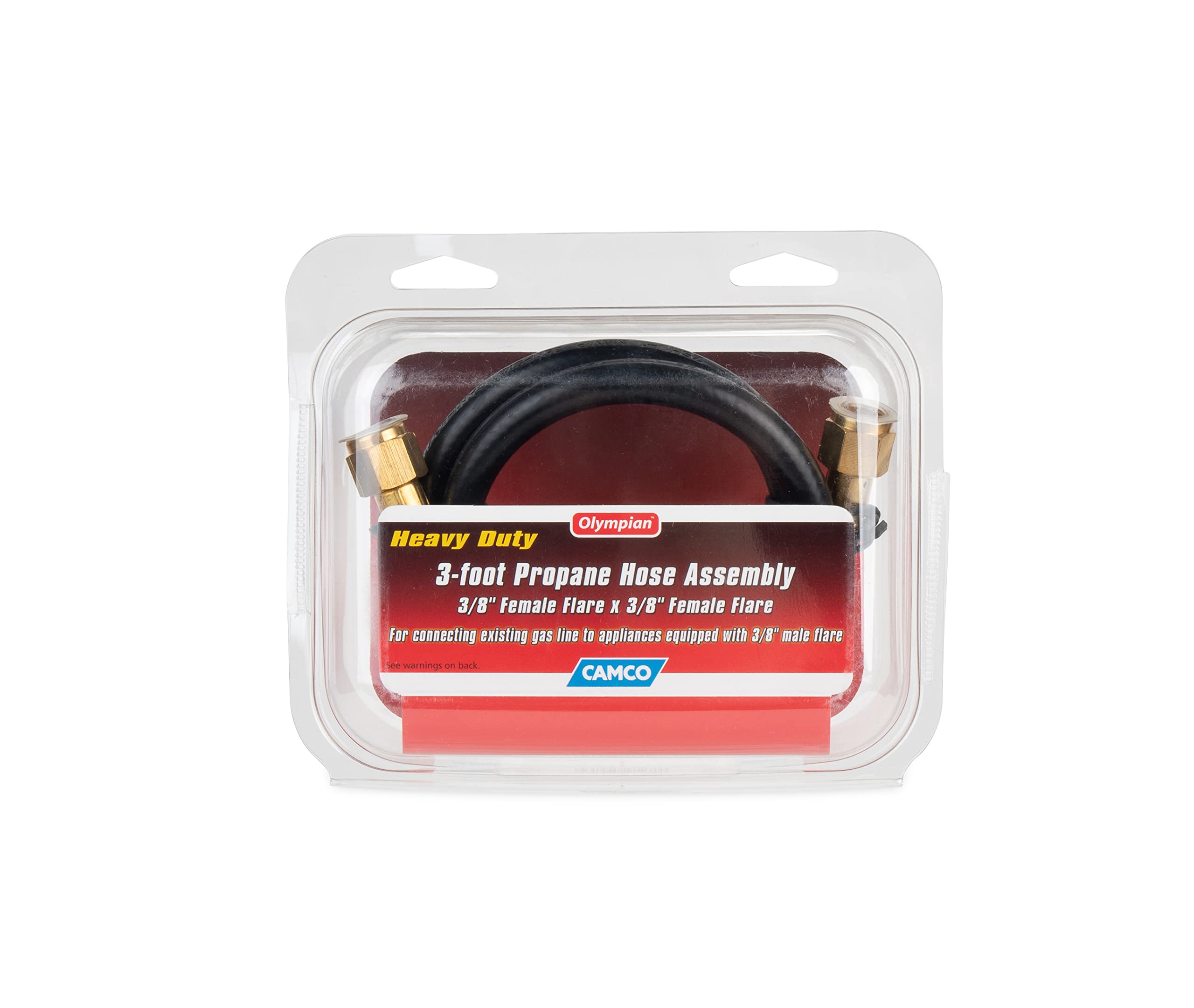 Camco Heavy Duty Olympian 3' Propane Hose Assembly 3/8" Female Flare x 3/8" Female Flare
