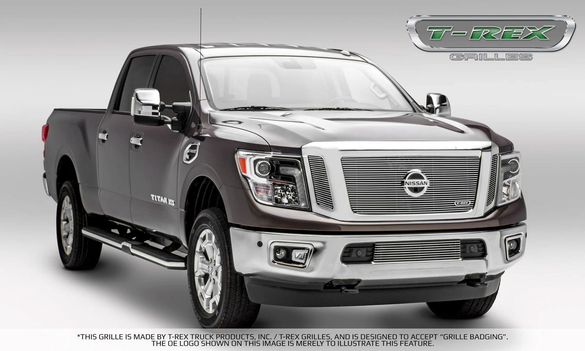2016-2019 Titan T-Rex Grilles Billet Grille, Polished, 3 Pc, Insert, Fits Vehicles with Camera - PN #20785