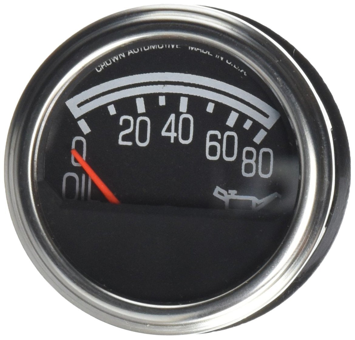 Oil Pressure Gauge Crown Automotive J5750279, Black Silver