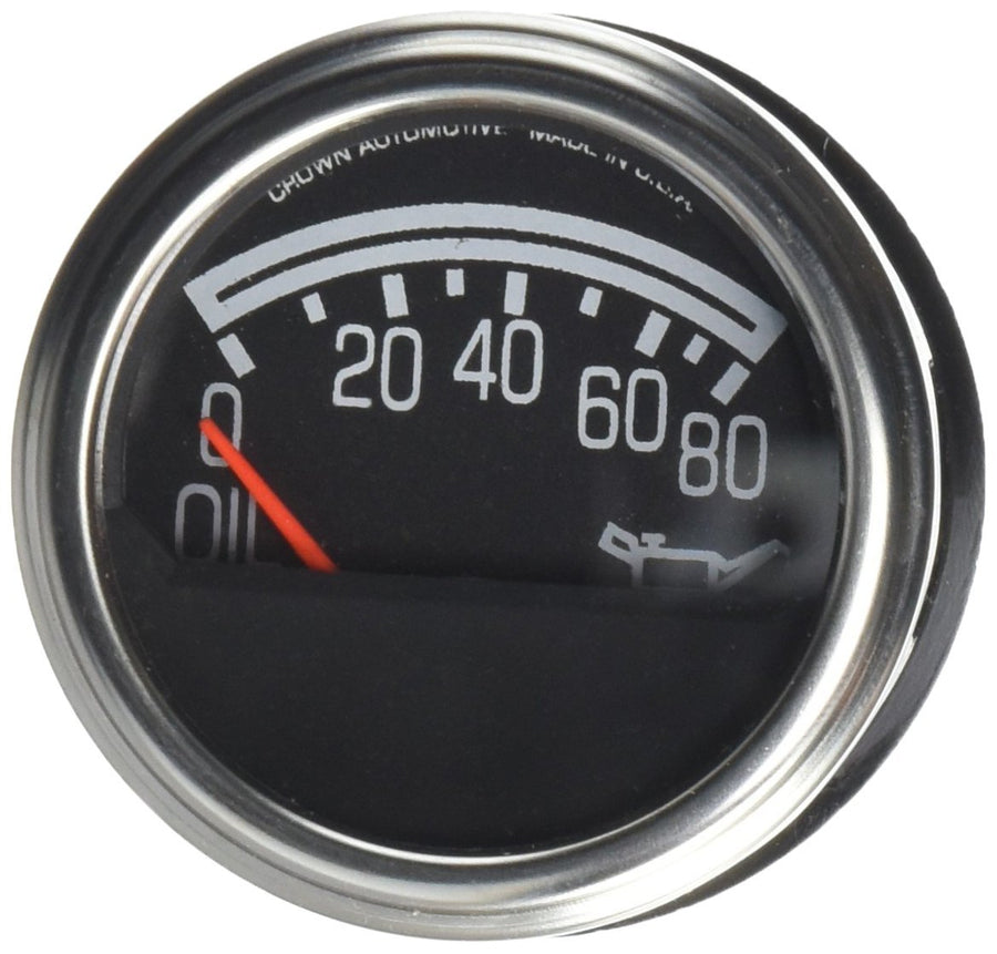 Oil Pressure Gauge Crown Automotive J5750279, Black Silver