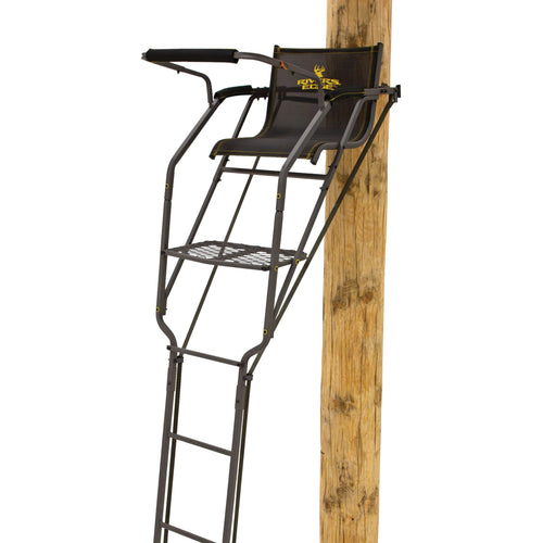 Relax Wide™ LS 1-Man Ladder Stand, Rivers Edge® 16’9” Height, Lockdown™ Strapping System, Wide TearTuff™ Mesh Seat, 23” Wide Platform, Removable Padded Shooting Rail, RE672