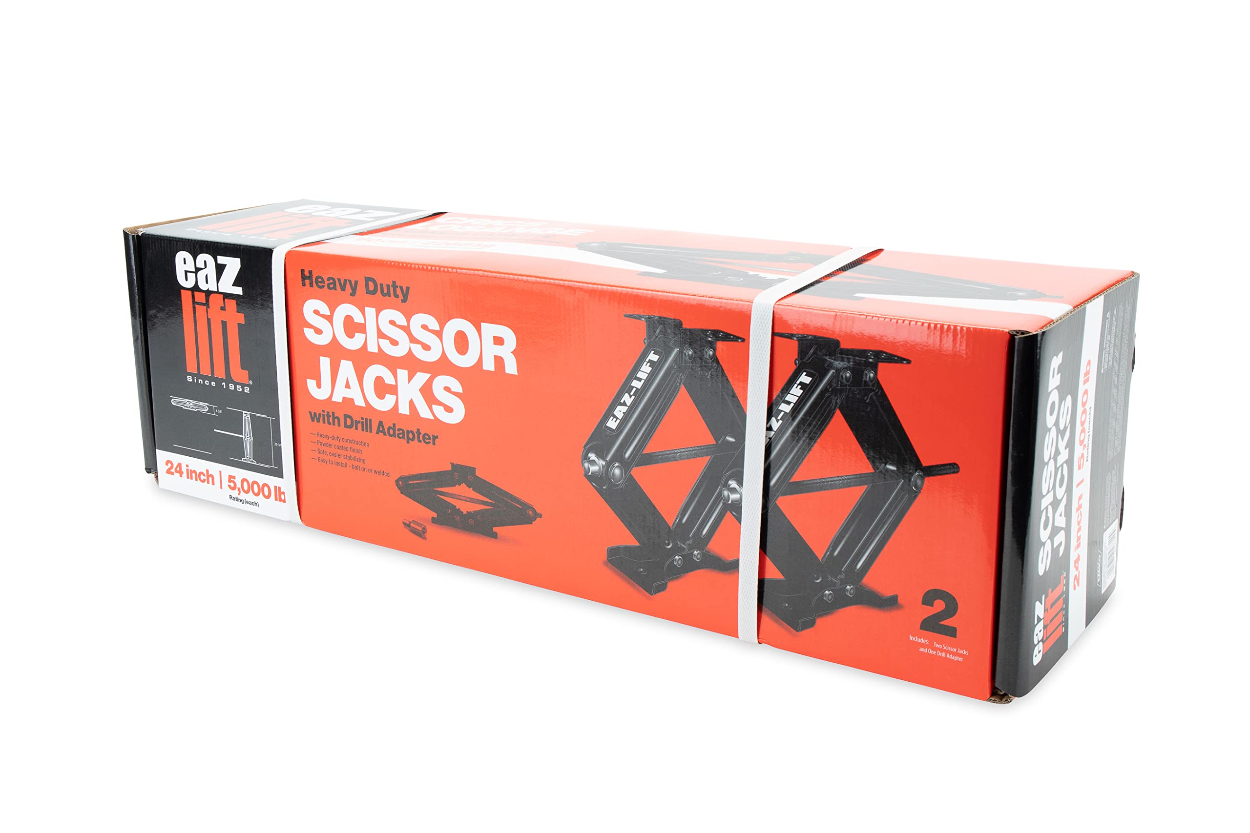 Camco 24-inch EAZ-Lift RV Stabilizing Scissor Jacks, Features a 5,000 lb Load Capacity - Heavy-Duty Steel Construction – Set of 2 (48820)