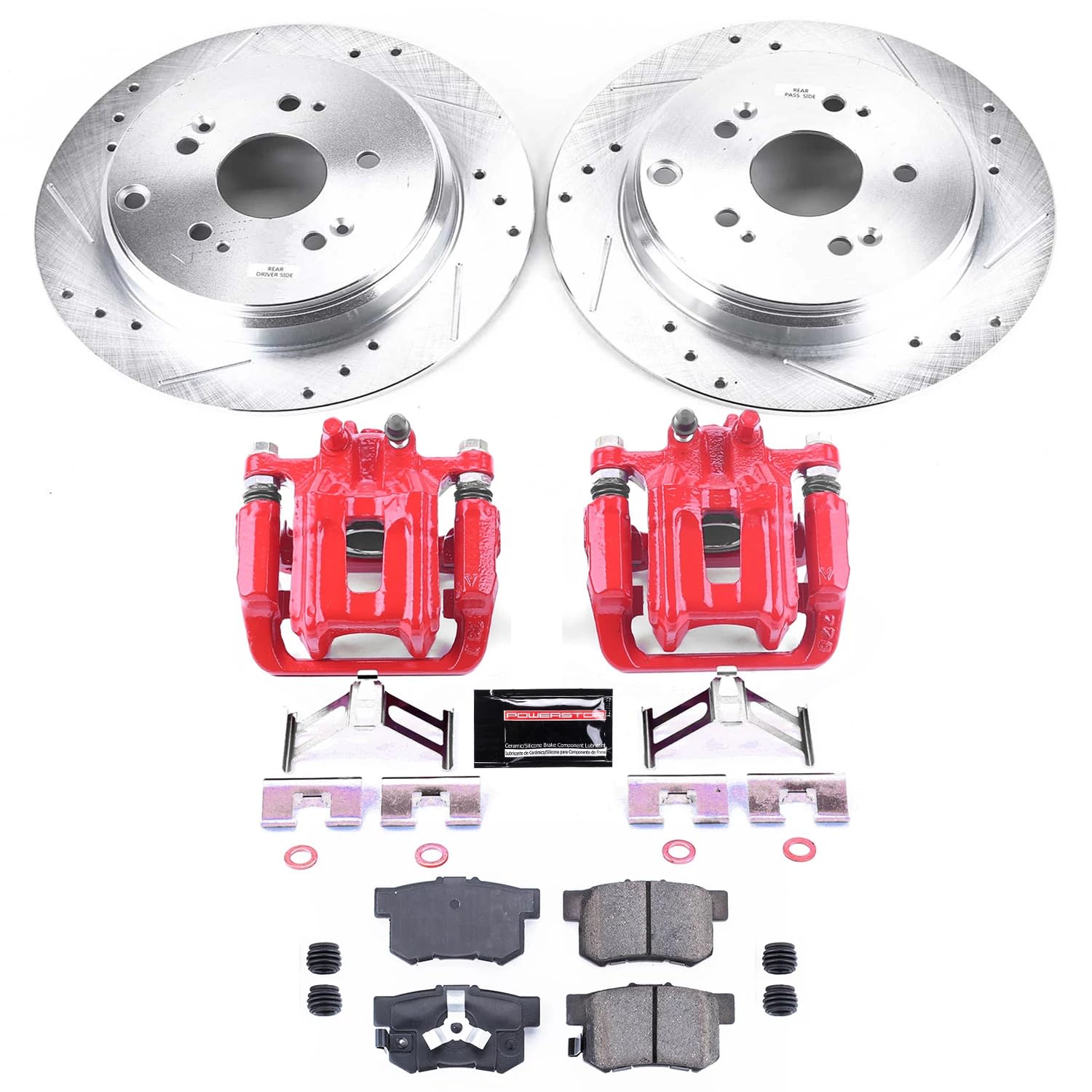 Power Stop KC206 Z23 Evolution Sport Brake Upgrade Kit Rear with Powder Coated Calipers For Acura RDX 2013-2018, Honda CR-V 2012-2016 [Model Specific]