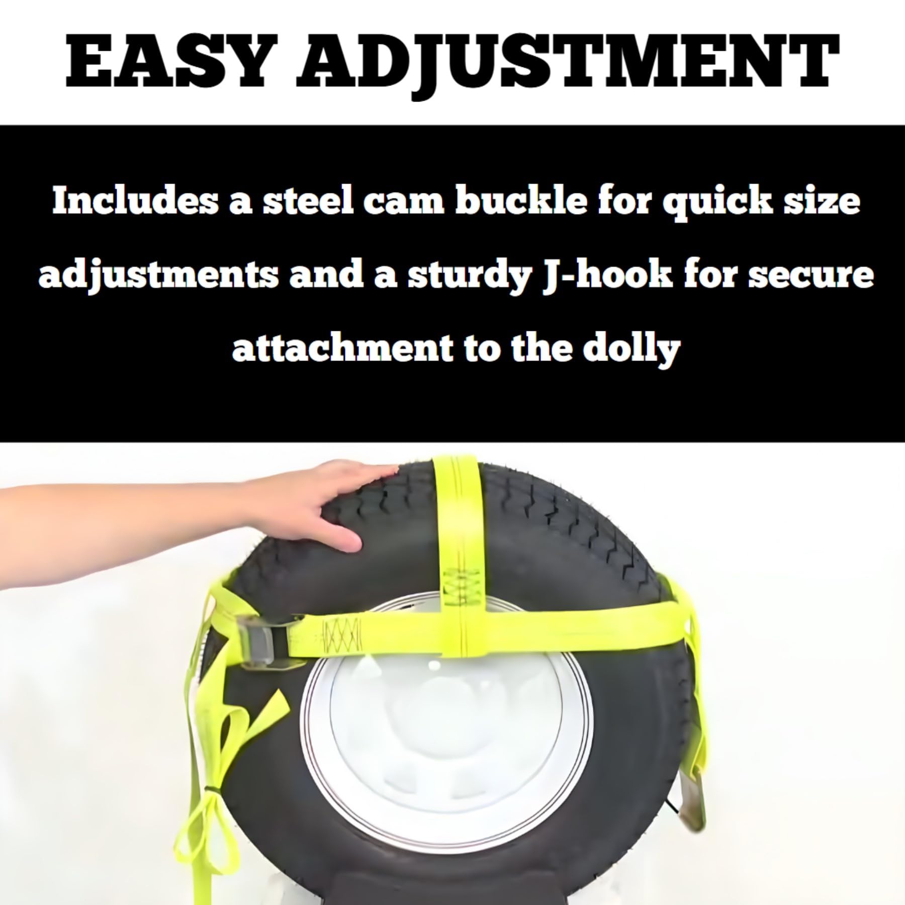 Single Roadmaster 2150 Universal Tie Down Strap | Compatible with Tires up to 30" Diameter & 11" Tread Width | 2" Wide Nylon Webbing | 5,000 Pound Capacity | Secures Vehicle to Tow Dolly