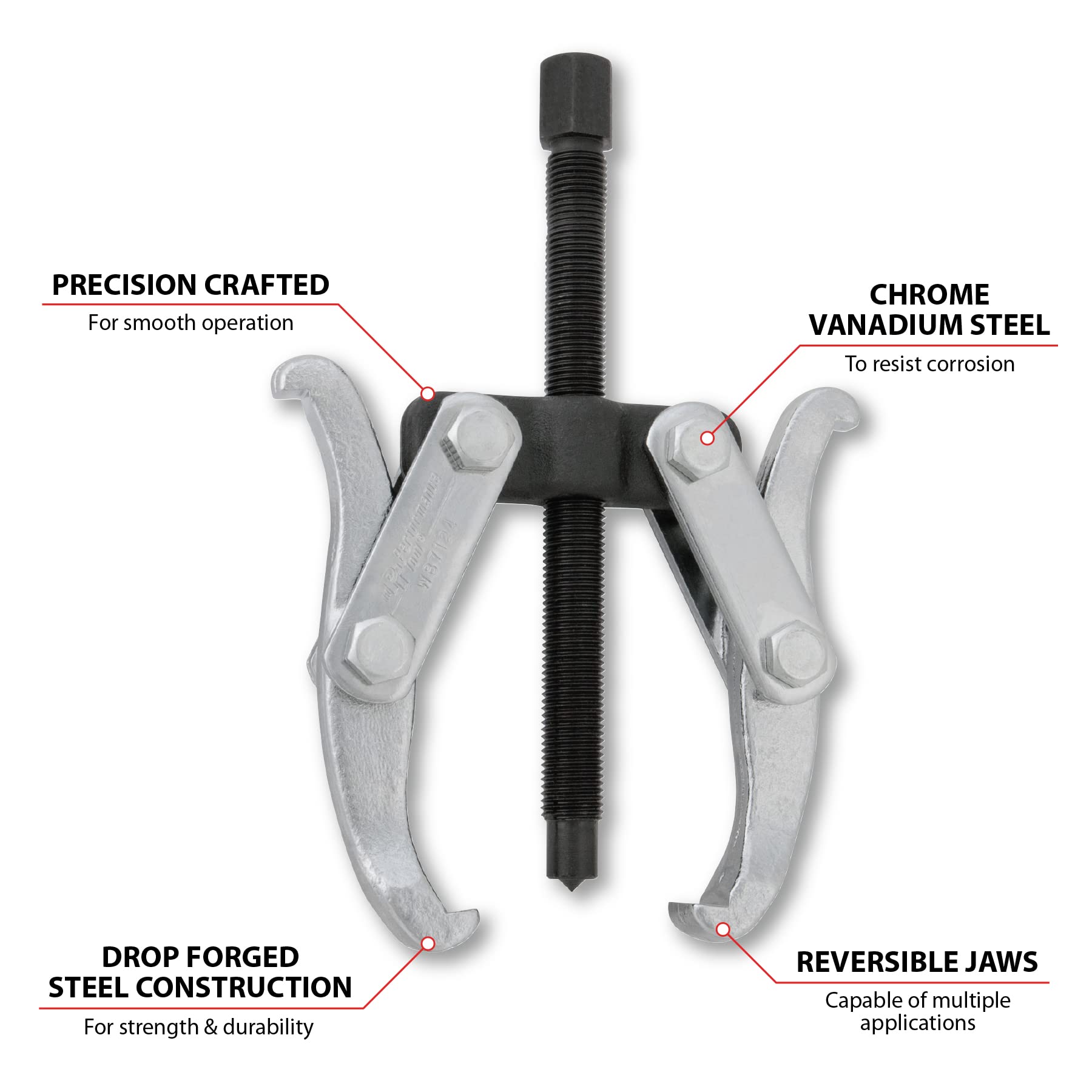 W87124 Performance Tool 2 Jaw Gear Puller, 3-1/4-Inch Reach X 6-Inch Spread