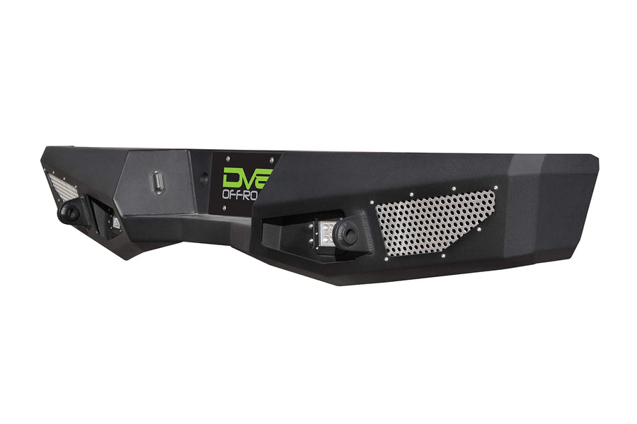 Steel Rear Bumper DV8 Offroad Compatible with Chevy Silverado 2016-18 1500 Models |High Clearance | Customizable Mesh Inserts | LED Lights Included | Reinforced Tow Points with D-Rings | RBCS1-02