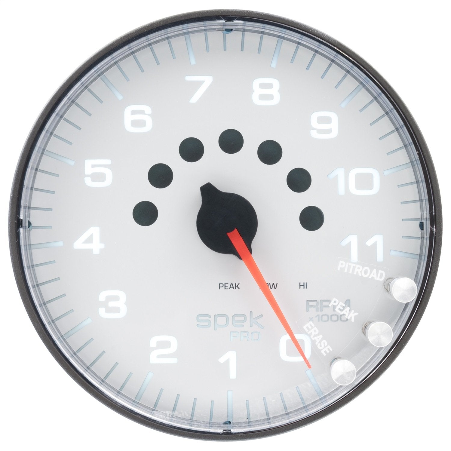 AutoMeter Gauge P239128 Tachometer (Spek-Pro 5", 11K RPM, with Shift Light & Peak Mem, White/Black, Spek-Pro)