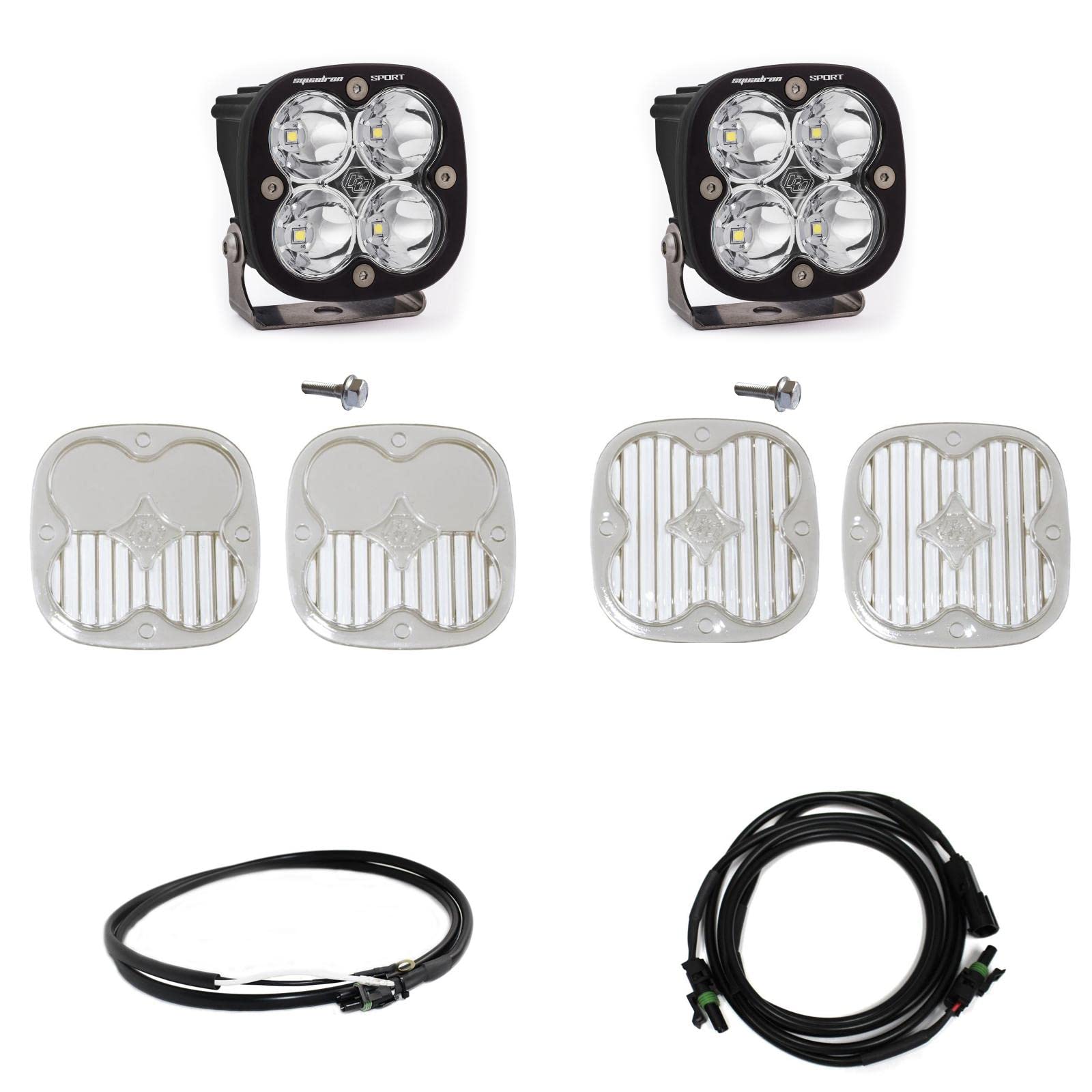 44-7755-UP BAJA DESIGN - A-Pillar Mounted Squadron Sport 3" 2x26W Square Spot Beam LED Light Kit, with Upfitter