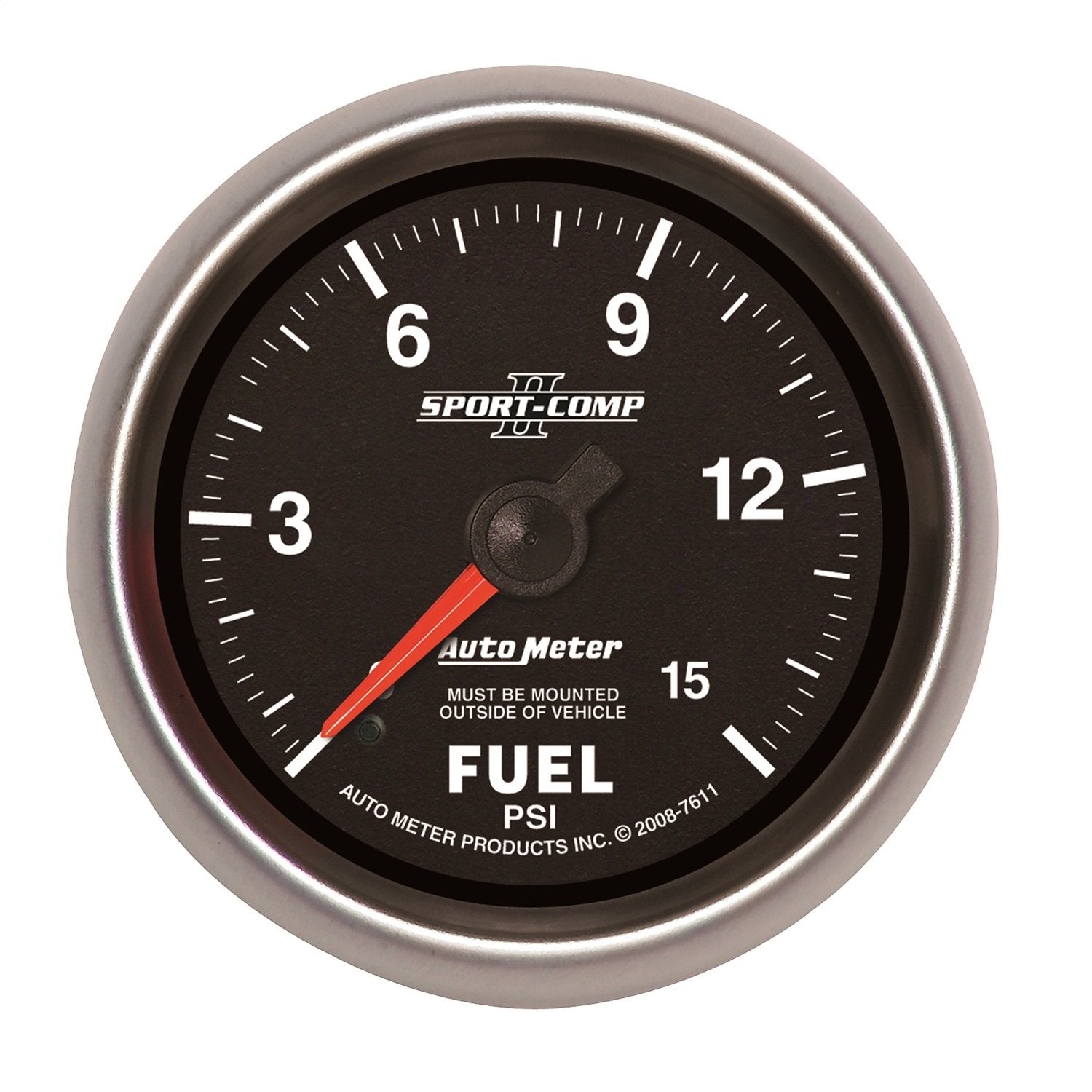 Auto Meter Sport-Comp II 2-5/8" 0-15 PSI Mechanical No Tube Fuel Pressure Gauge