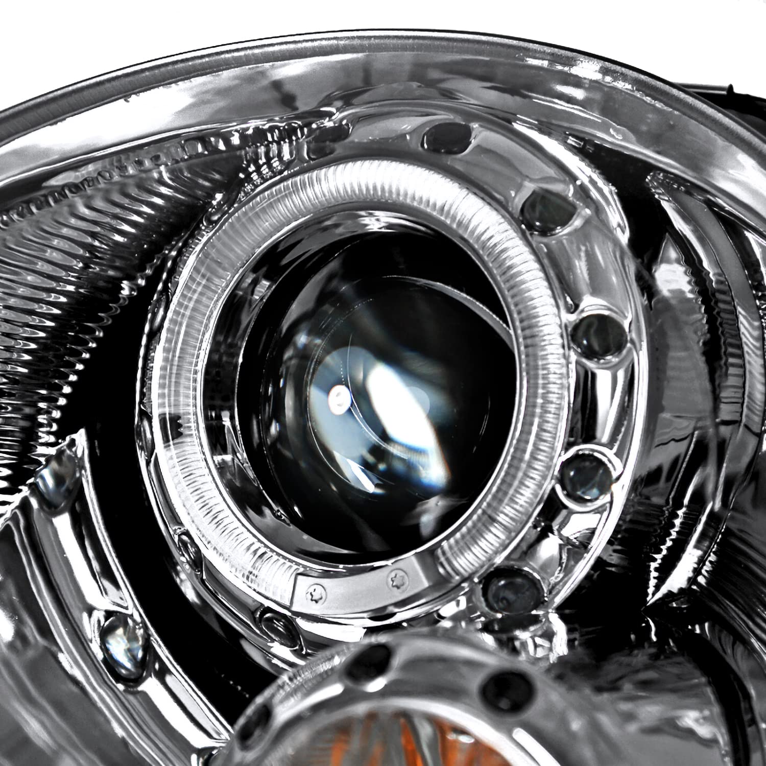 Halo Chrome Housing SPEC-D TUNING Clear Lens Projector Headlights Compatible with 2007-2013 R56 MINI Cooper Models, Left + Right Pair Headlamps Assembly