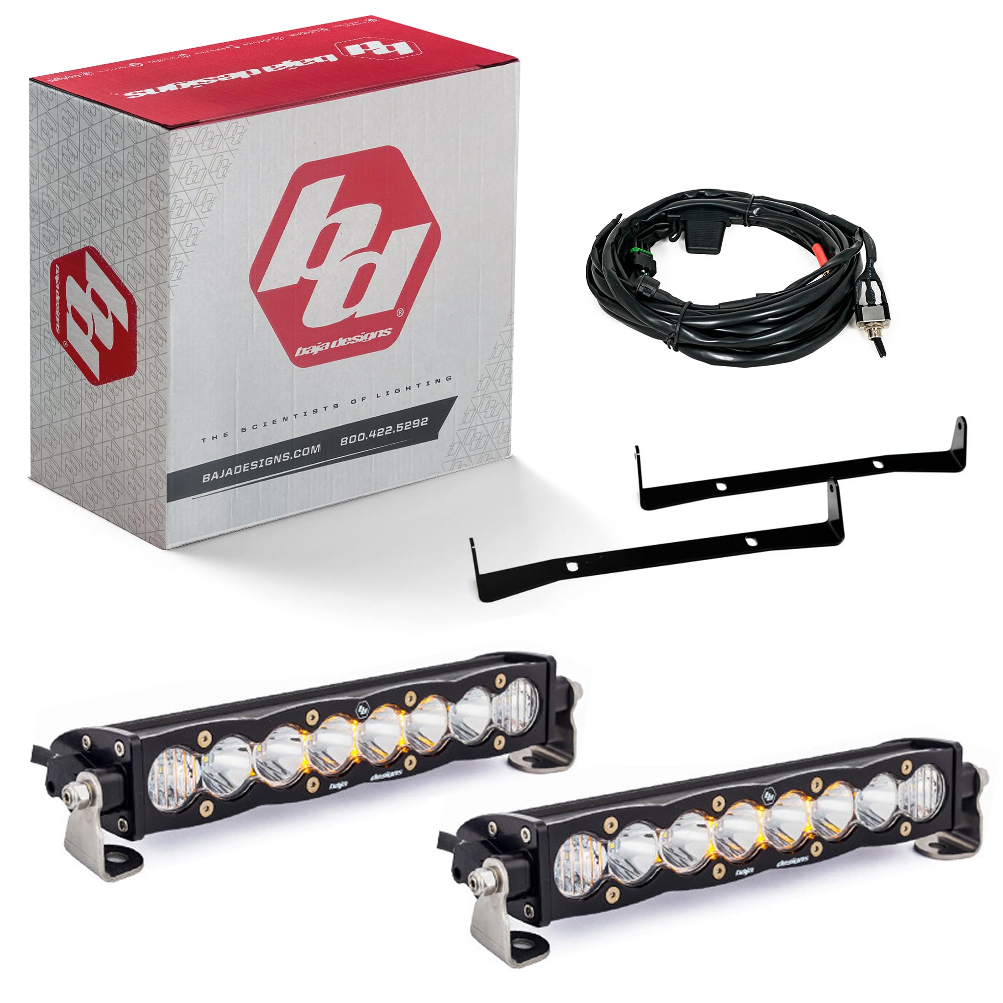 S8 Baja Designs Dual 10-inch LED Bar Upper Grille Light Kit for Toyota 4Runner 2014-18 SUV (Driving/Combo; Clear)