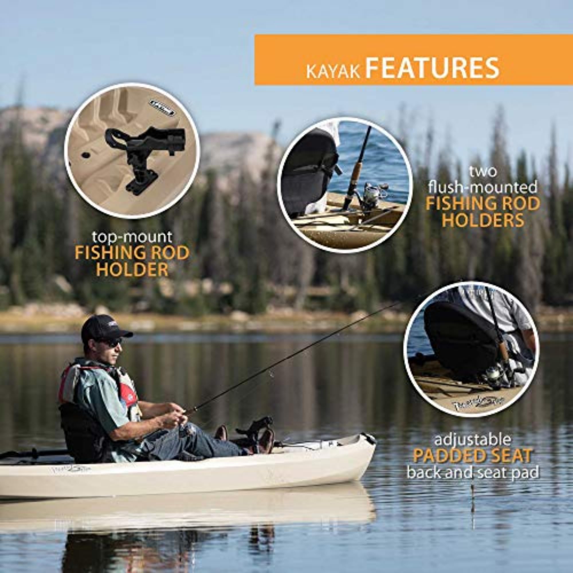 Muskie Angler Lifetime Sit-On-Top Kayak with Paddle, Tan, 120"