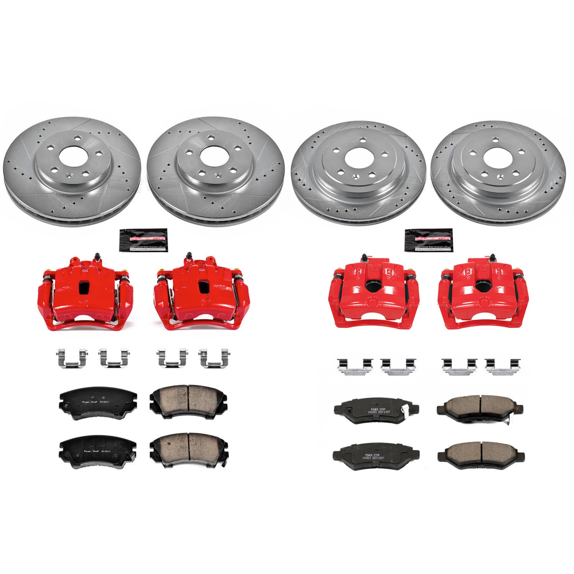 Power Stop Z23 Evolution Sport 1 - Click Brake Kit with Calipers Powder Coated (Brake Pads Drilled/Slotted Rotors) For Chevrolet Camaro 2010-2015 [Vehicle Specific]