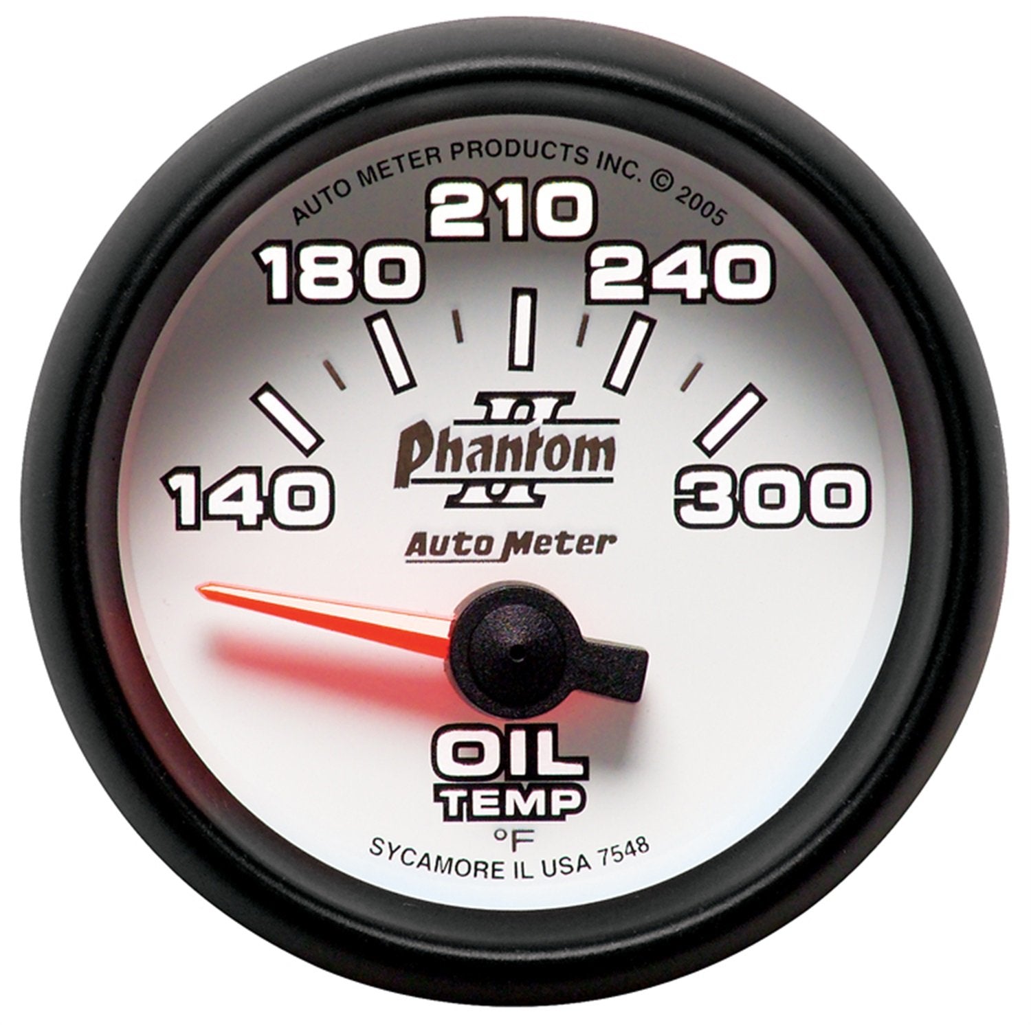 Auto Meter Phantom II 2-1/16" 140-300 F Short Sweep Electric Oil Temperature Gauge 7548