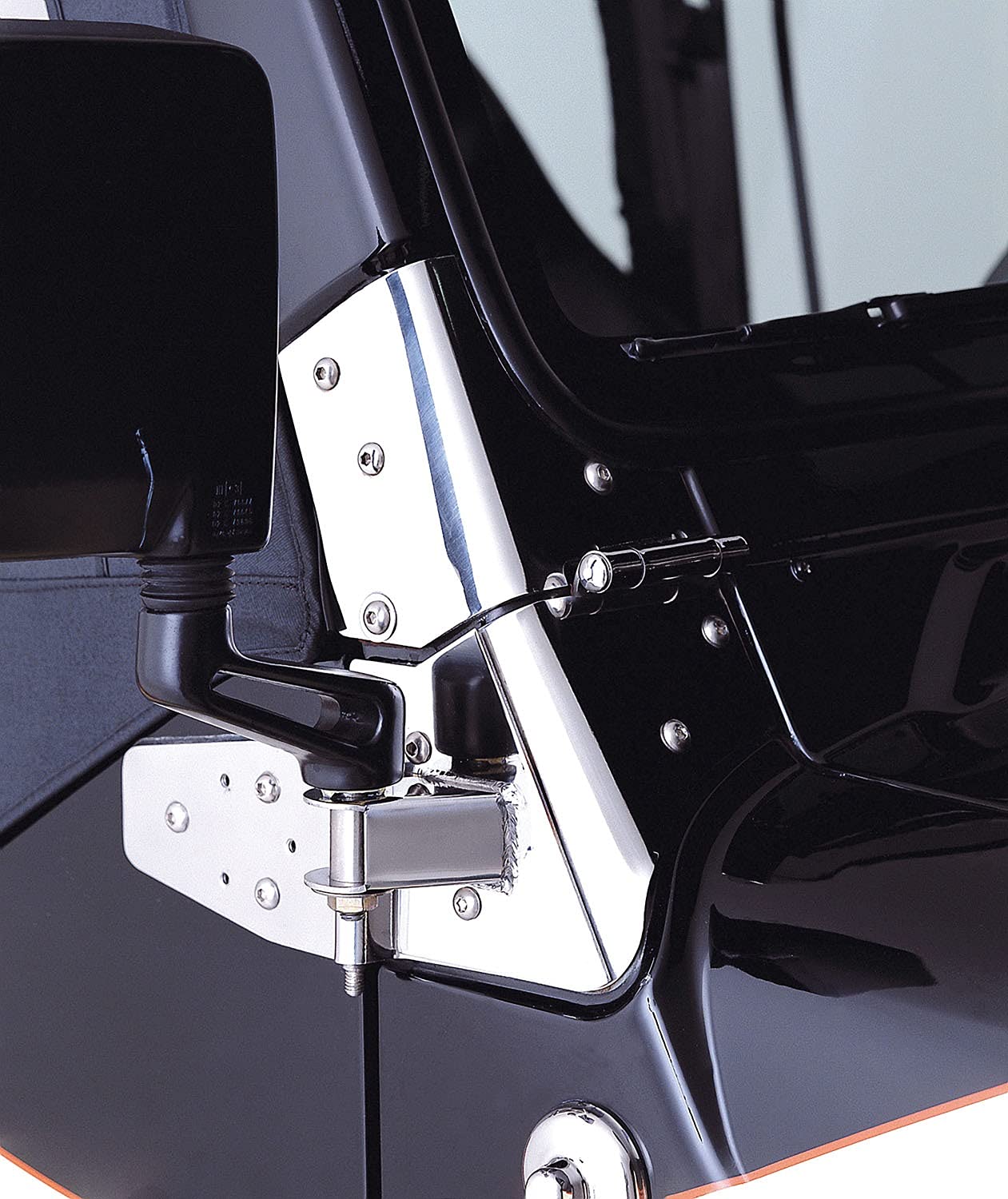 Mirror Relocation Bracket Kit | Rugged Ridge, Stainless Steel | 11026.02 | Fits 1997-2002 Jeep Wrangler TJ