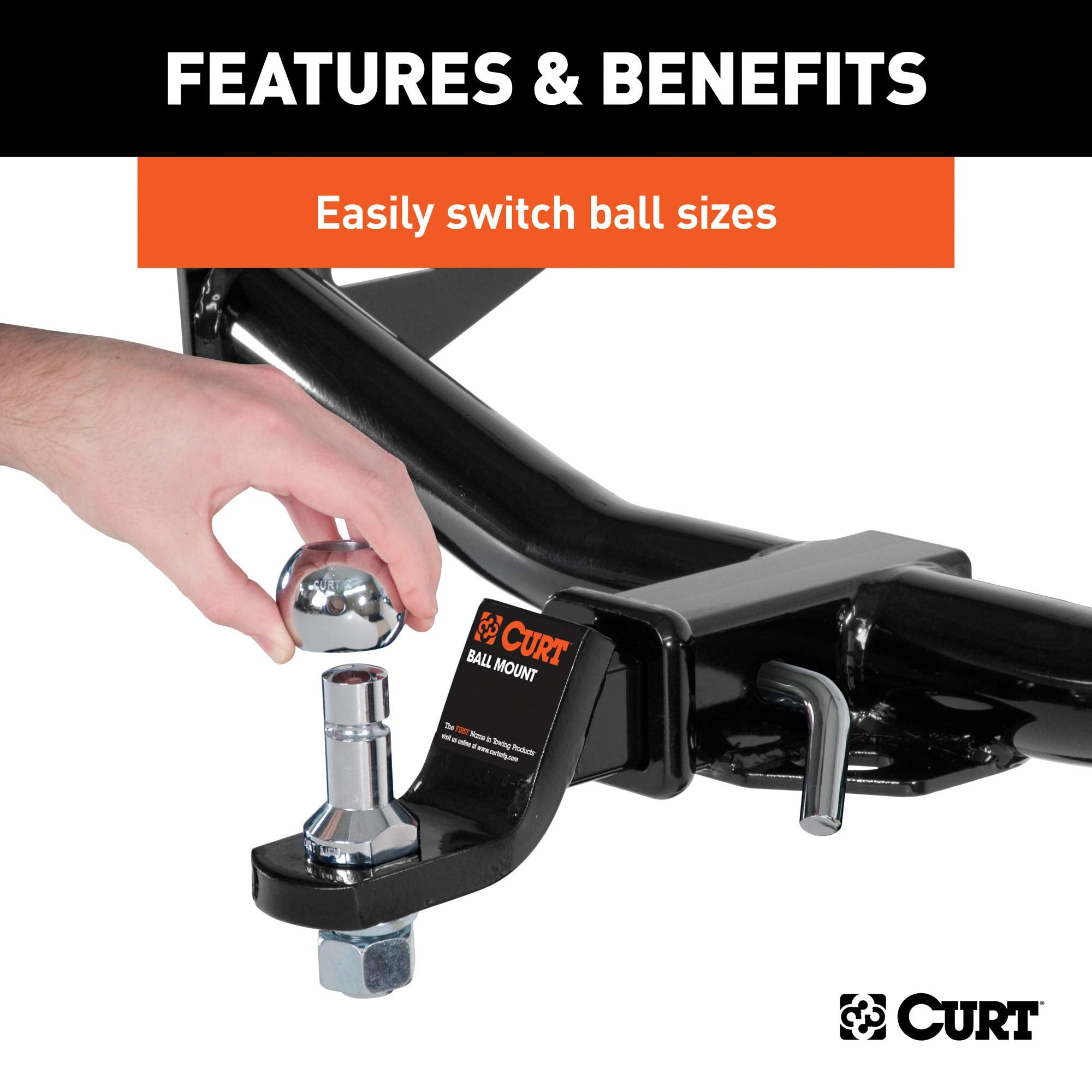 CURT 42178 Chrome Steel 1-7/8 and 2-Inch Switch Ball Set, Up to 6,000 lbs. GTW
