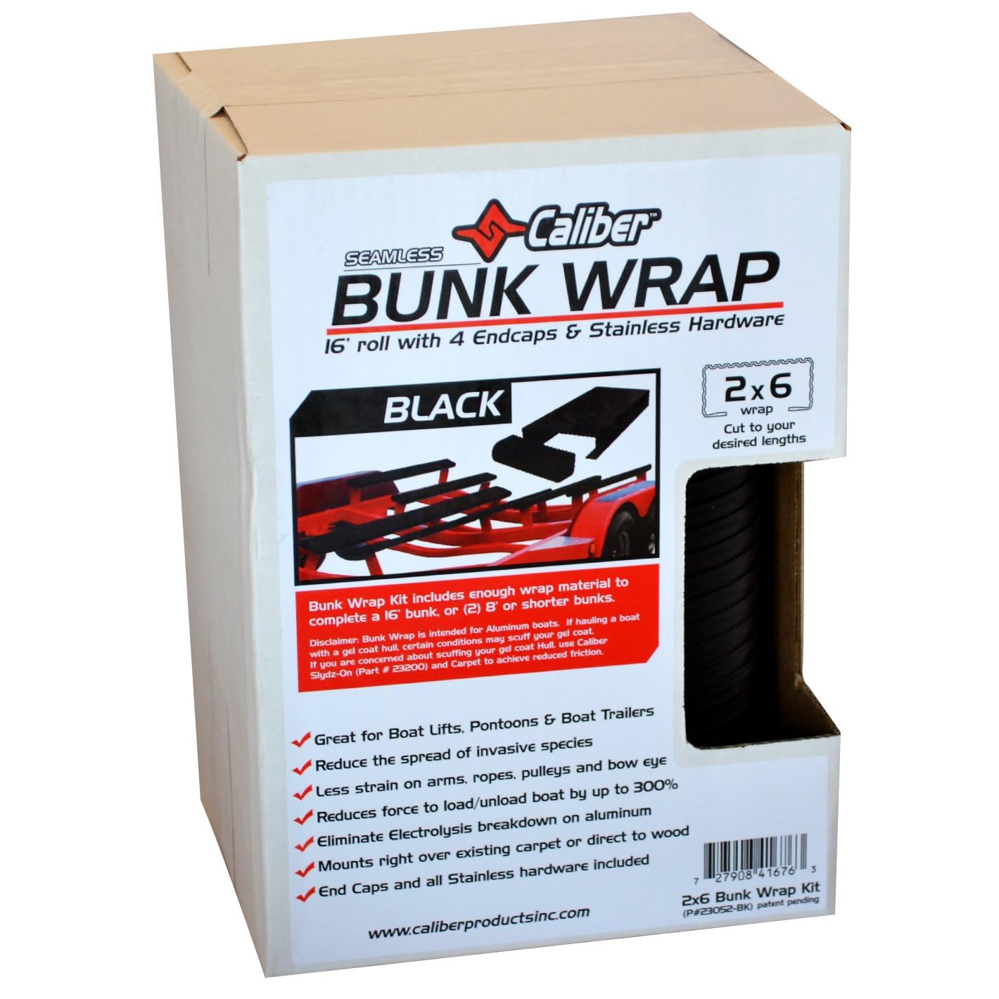 Bunk Wrap II Caliber 2x6 Black on 16' Roll w/4 End Caps (23052-BK)