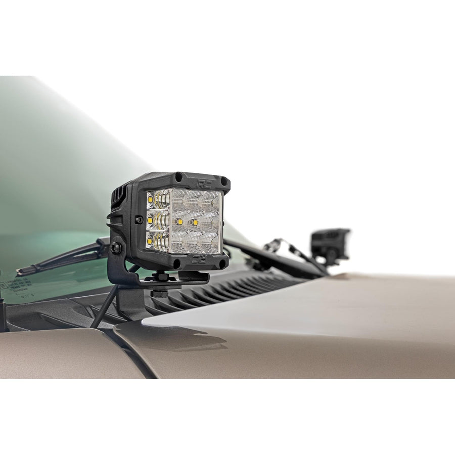 Rough Country Ditch Light Kit LED for Chevy Silverado 1500 (1999–2006) - Hood Mount, 80W Dual 2" Spectrum Series Lights, 9600 Lumens, Wide Flood Beam