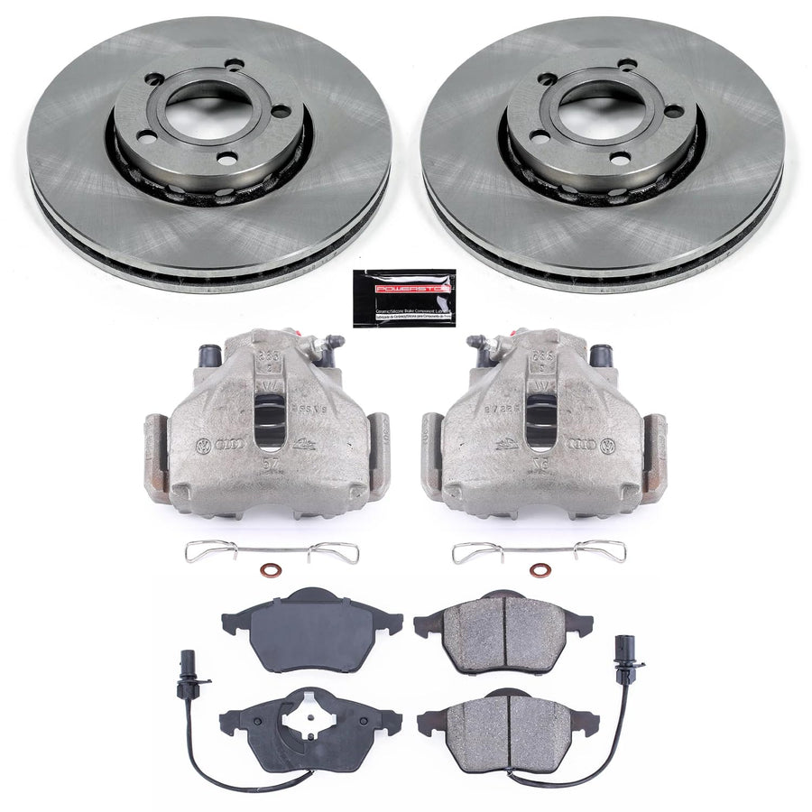 Power Stop KCOE528 Replacement Autospeciality Front Caliper Kit- OE Rotors, Ceramic Brake Pads, Calipers For Audi A4, Audi A4 Quattro, Audi A6, Audi A6 Quattro, VW Passat [Model Specific]
