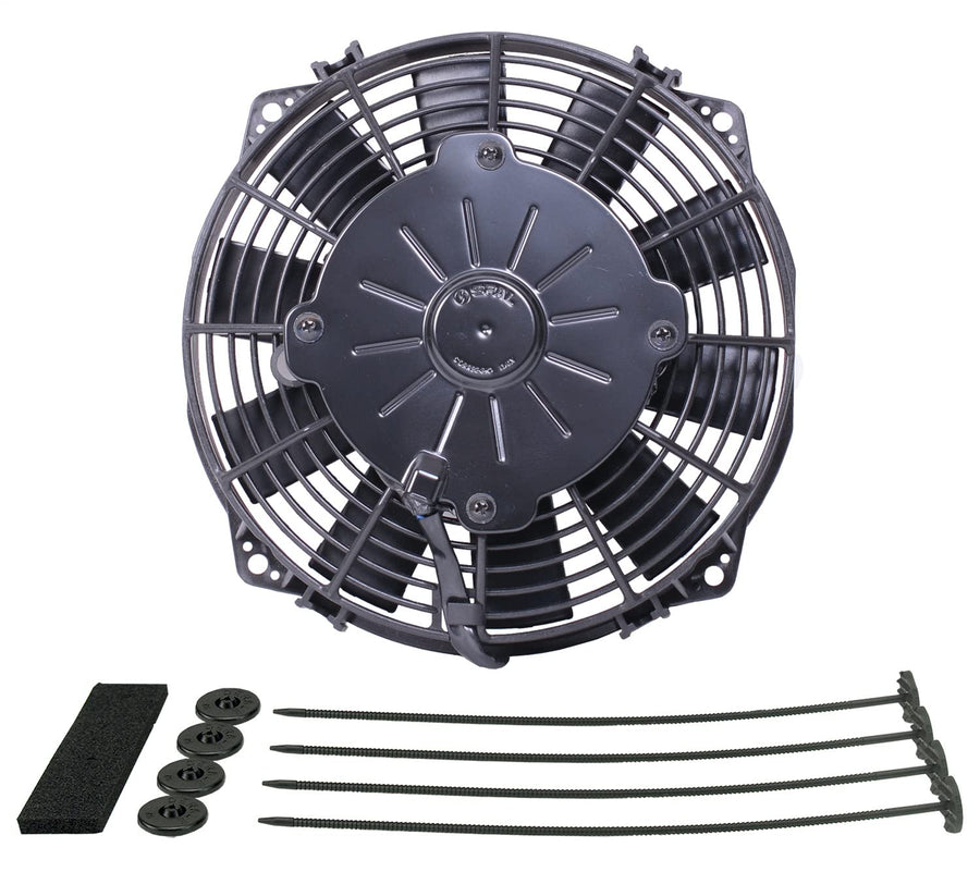 Derale Electric Cooling Fan, 8 in Standard, Puller, 366 CFM, Straight Blade, 8 x 8-1/4 in, 2 in Thick, Plastic, Each