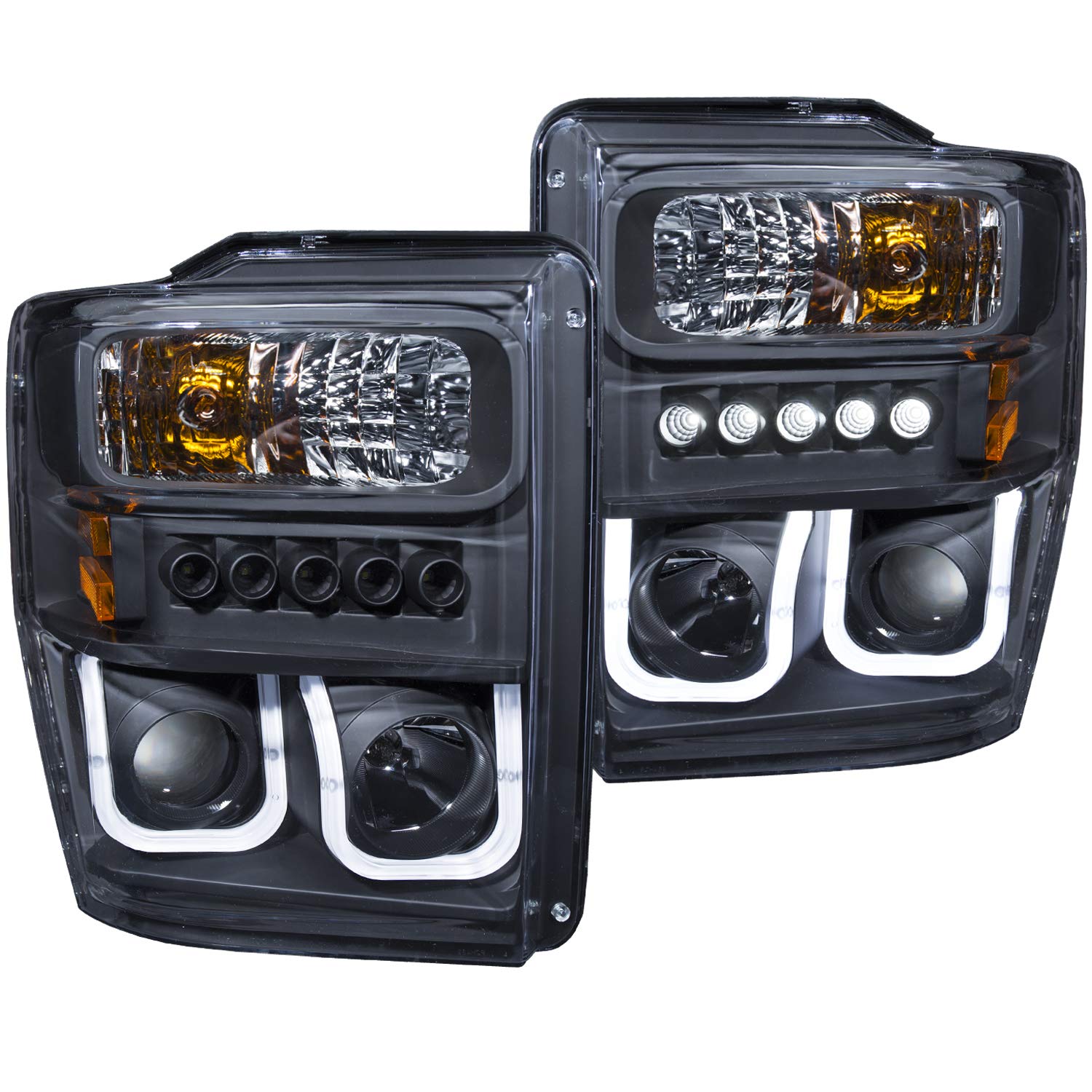 FORD F-250/SUPER DUTY 08-10 AnzoUSA PROJECTOR U BAR STYLE H.L BLACK