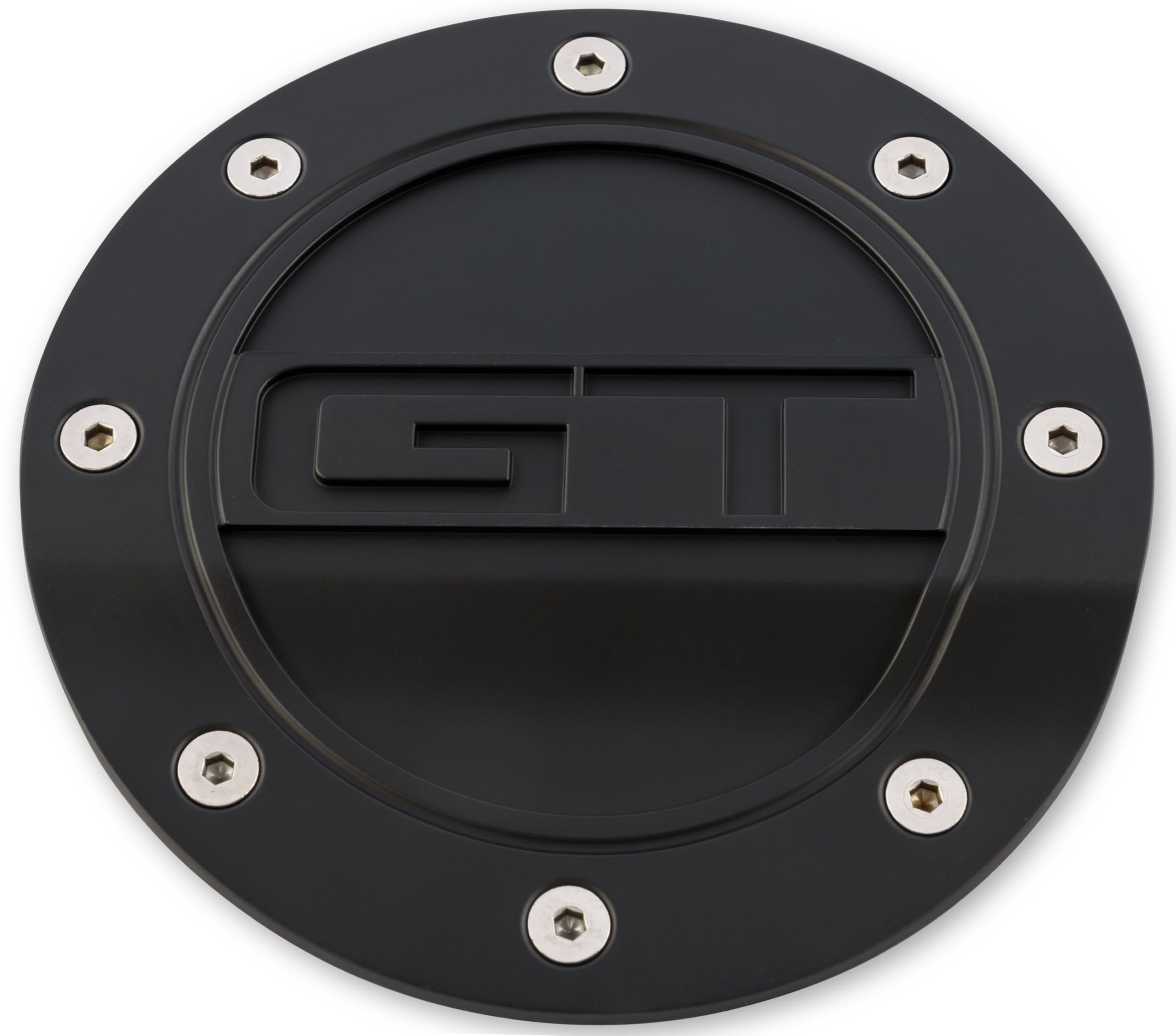 Muscle Cars Drake Comp Series Fuel Door with 'GT' Lettering in Satin Black Finish, Compatible with Ford Mustang GT 2015-2021, Model FR3Z-6640526-GA