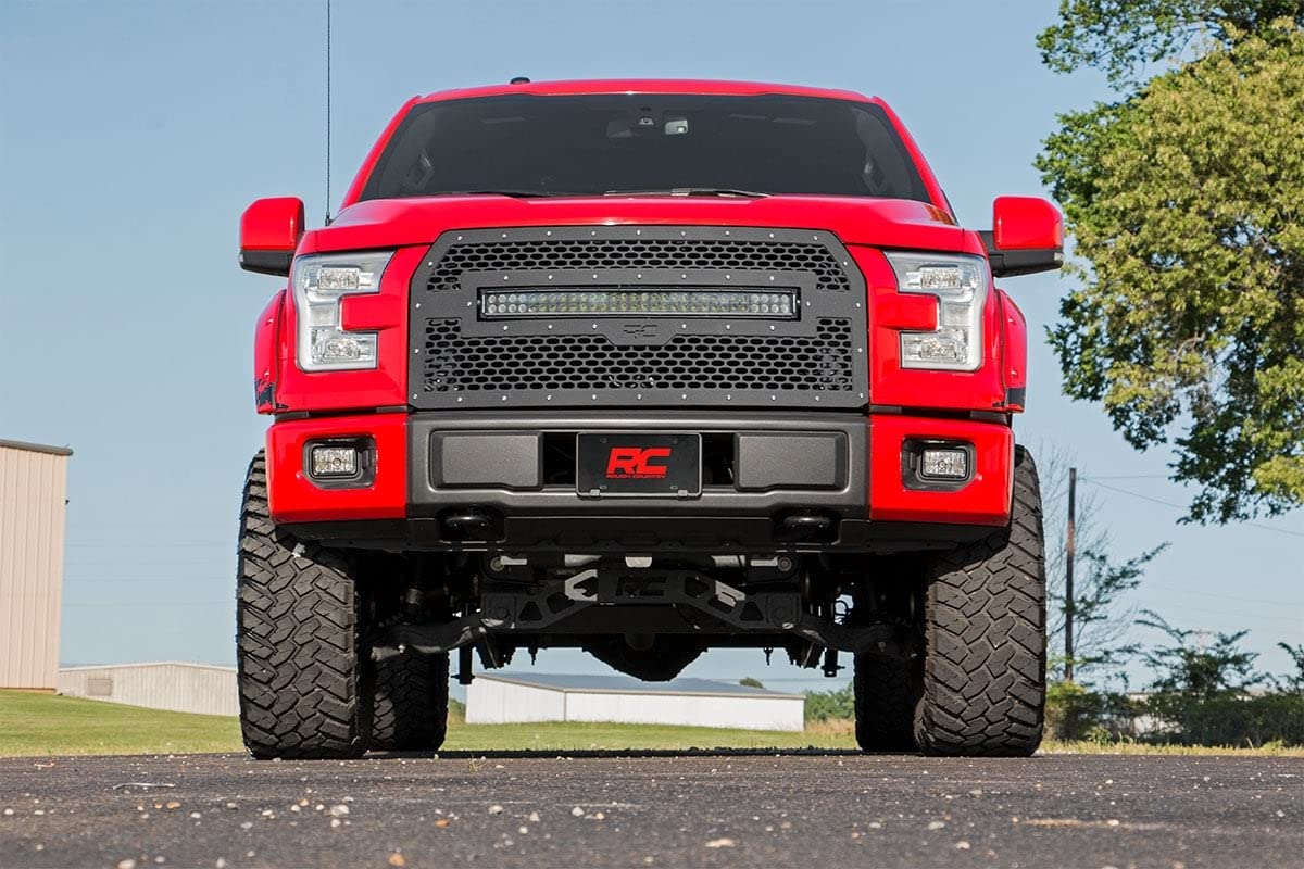 30" Rough Country Mesh White DRL LED Grille for 2015-2017 Ford F-150-70193DRL